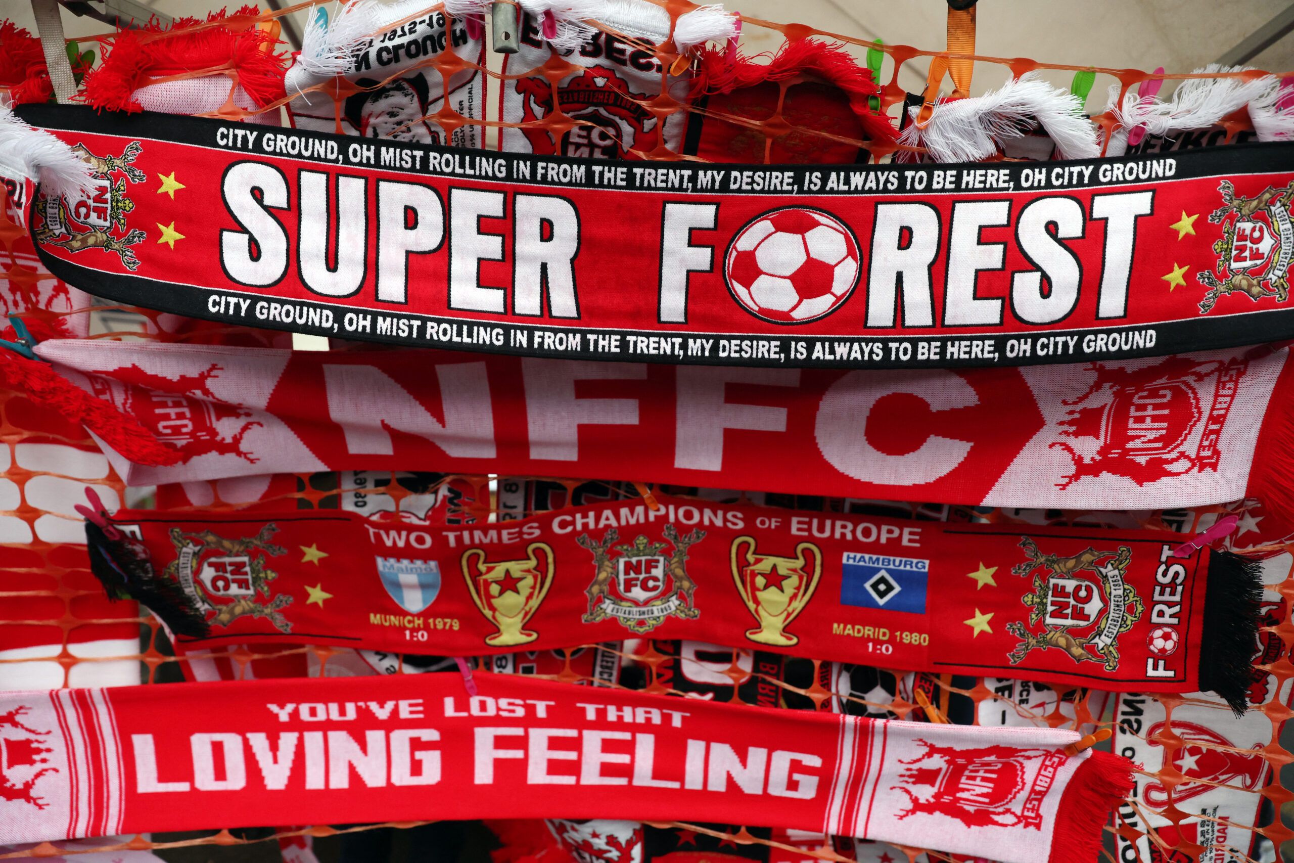 Soccer Football - FA Cup - Fourth Round - Nottingham Forest v Leicester City - The City Ground, Nottingham, Britain - February 6, 2022 General view of merchandise for sale outside the stadium before the match Action Images via Reuters/Carl Recine