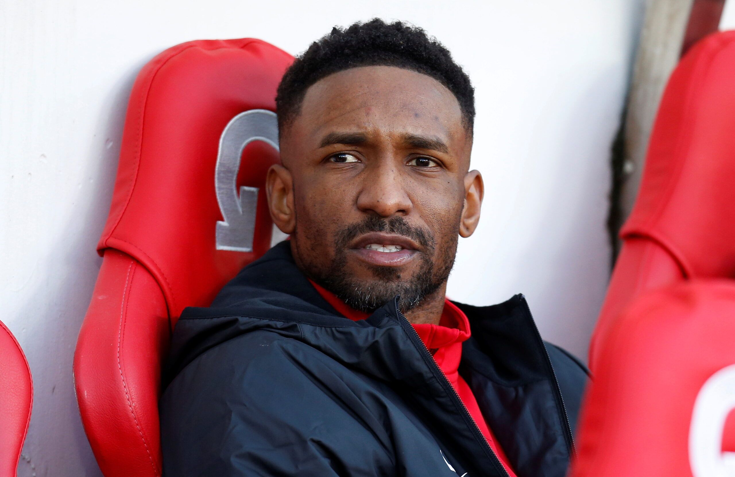 Soccer Football - Sunderland v Milton Keynes Dons - Stadium of Light, Sunderland, Britain - February 19, 2022 Sunderland's Jermain Defoe on the bench  Action Images/Ed Sykes??EDITORIAL USE ONLY. No use with unauthorized audio, video, data, fixture lists, club/league logos or 
