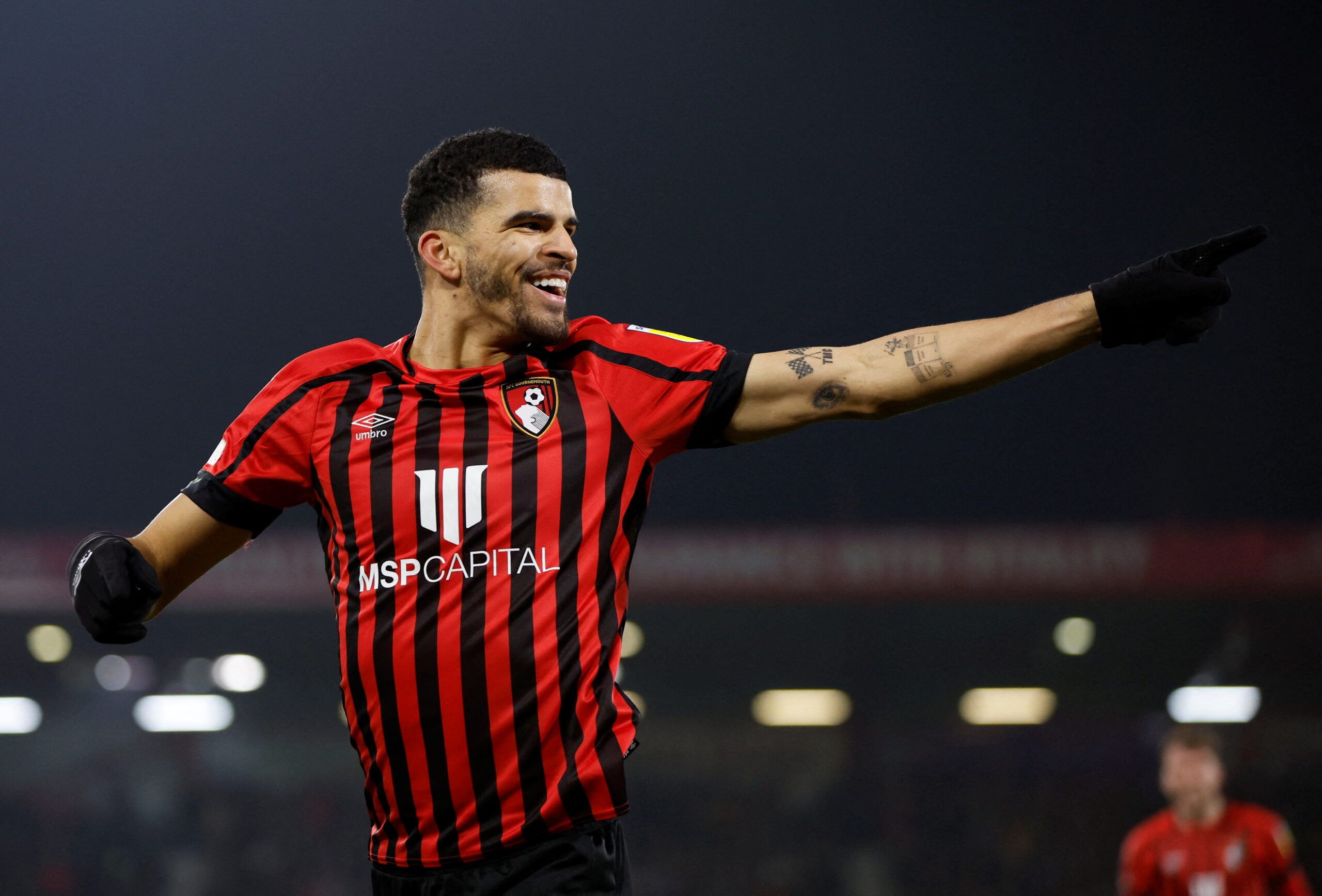 Soccer Football - Championship - AFC Bournemouth v Reading - Vitality Stadium, Bournemouth, Britain - March 15, 2022   Bournemouth?s Dominic Solanke celebrates scoring their first goal  Action Images/John Sibley  EDITORIAL USE ONLY. No use with unauthorized audio, video, data, fixture lists, club/league logos or 
