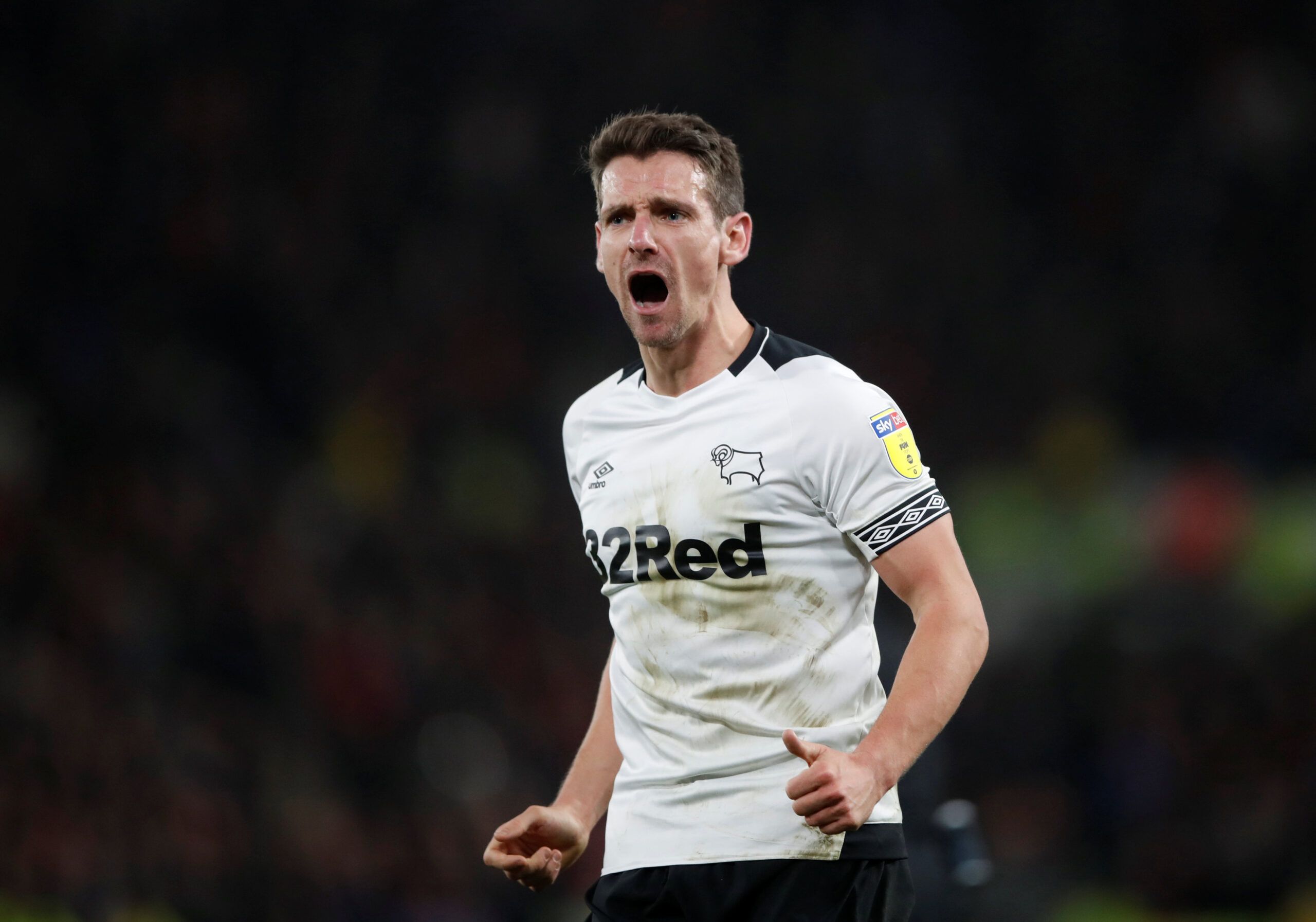 Soccer Football - Championship - Derby County v Nottingham Forest - Pride Park, Derby, Britain - December 17, 2018   Derby County's Craig Bryson reacts   Action Images/Carl Recine    EDITORIAL USE ONLY. No use with unauthorized audio, video, data, fixture lists, club/league logos or 