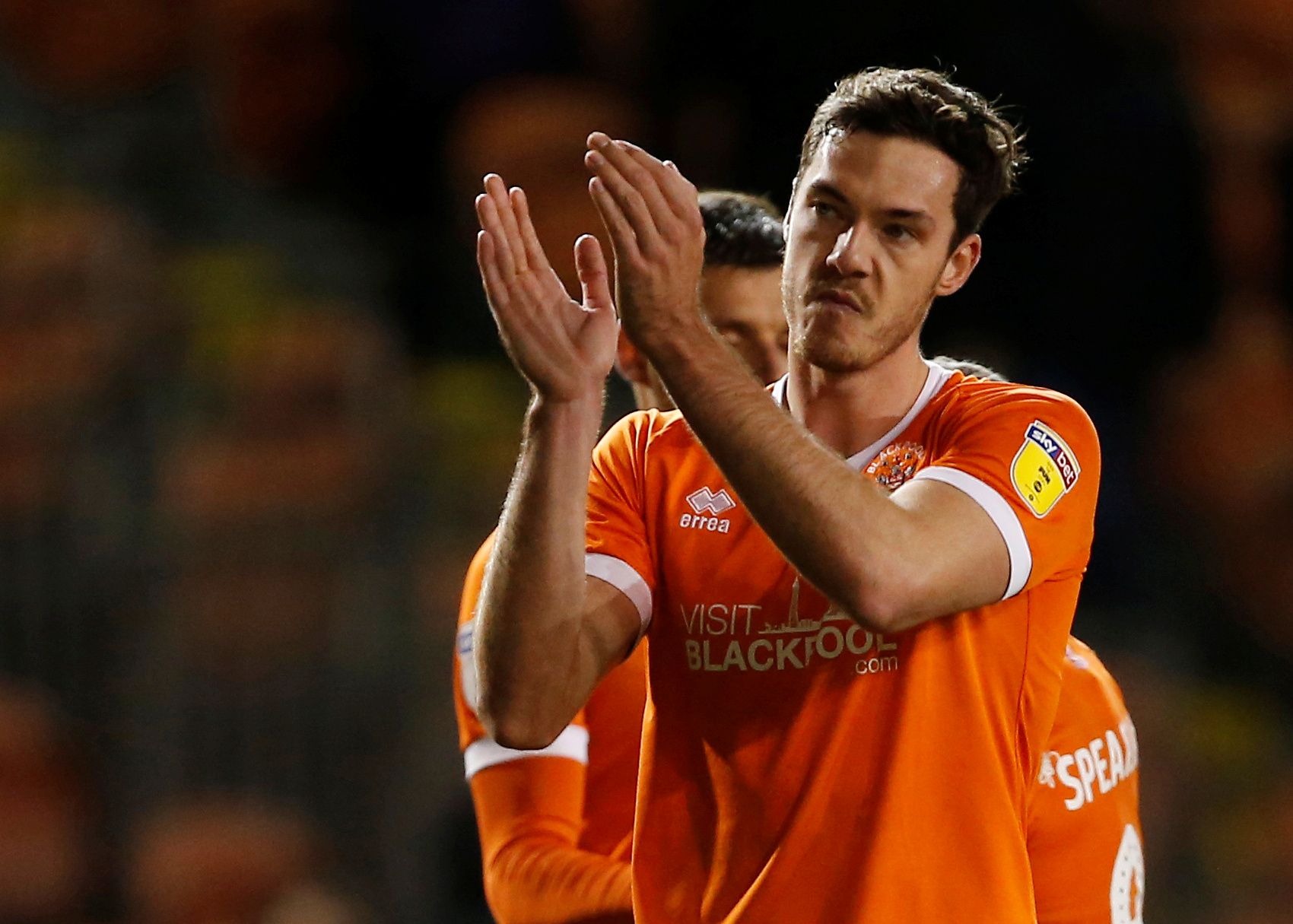 Soccer Football - League One - Blackpool v AFC Wimbledon - Bloomfield Road, Blackpool, Britain - November 16, 2019   Blackpool's Ben Heneghan applauds the fans after the match   Action Images/Craig Brough    EDITORIAL USE ONLY. No use with unauthorized audio, video, data, fixture lists, club/league logos or 
