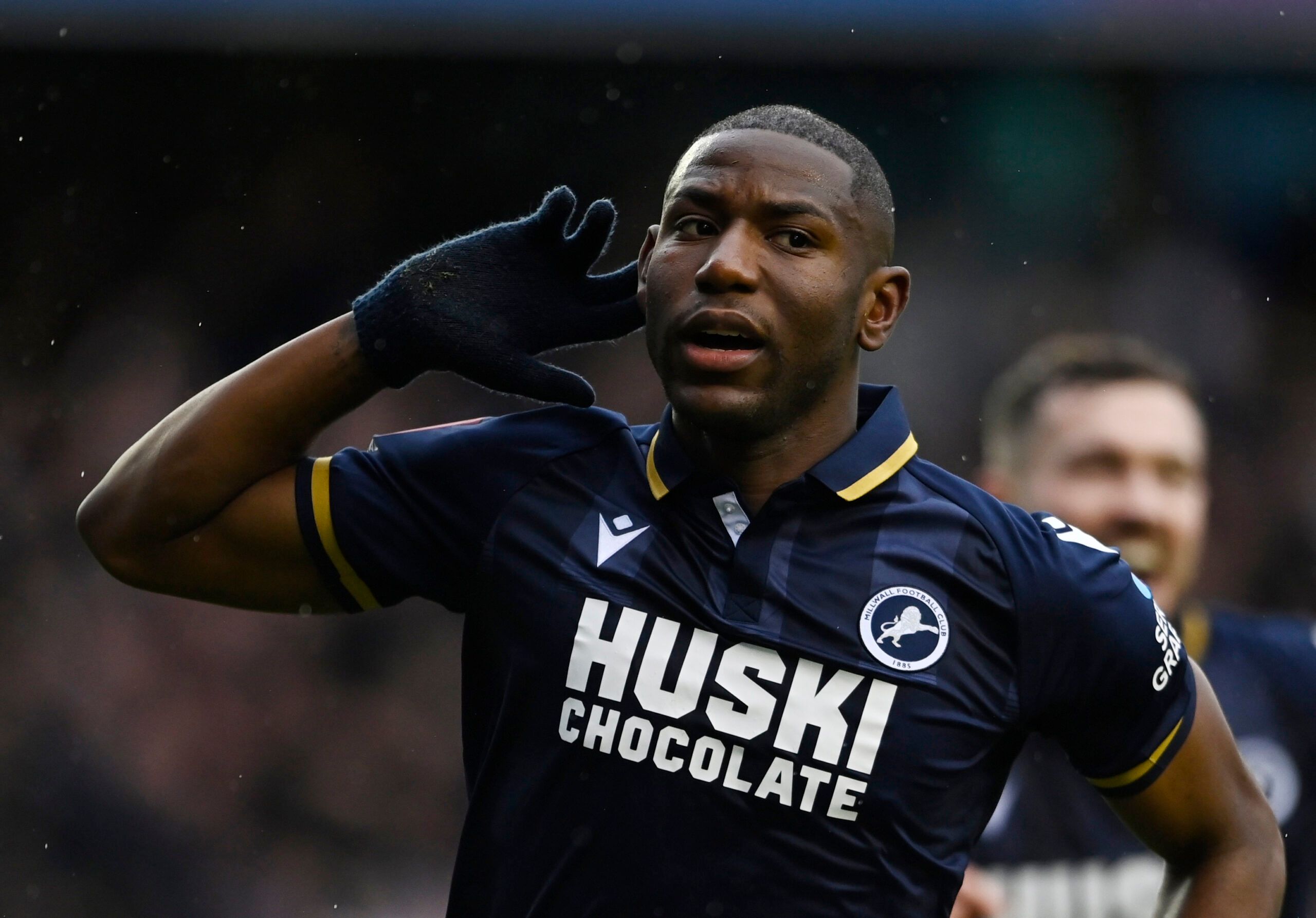 Soccer Football - FA Cup Third Round - Millwall v Crystal Palace - The Den, London, Britain - January 8, 2022 Millwall's Benik Afobe celebrates scoring their first goal REUTERS/Tony Obrien