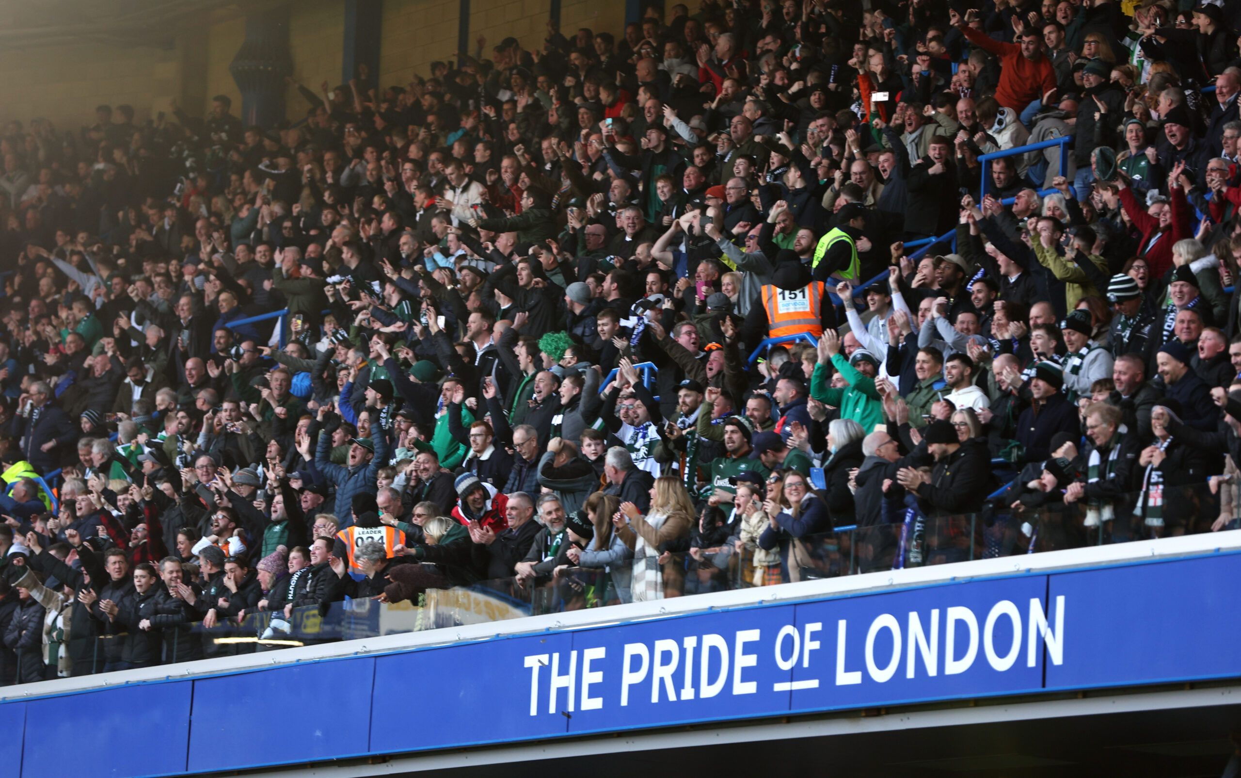 Soccer Football - FA Cup - Fourth Round - Chelsea v Plymouth Argyle - Stamford Bridge, London, Britain - February 5, 2022 Plymouth Argyle fans Action Images via Reuters/Paul Childs