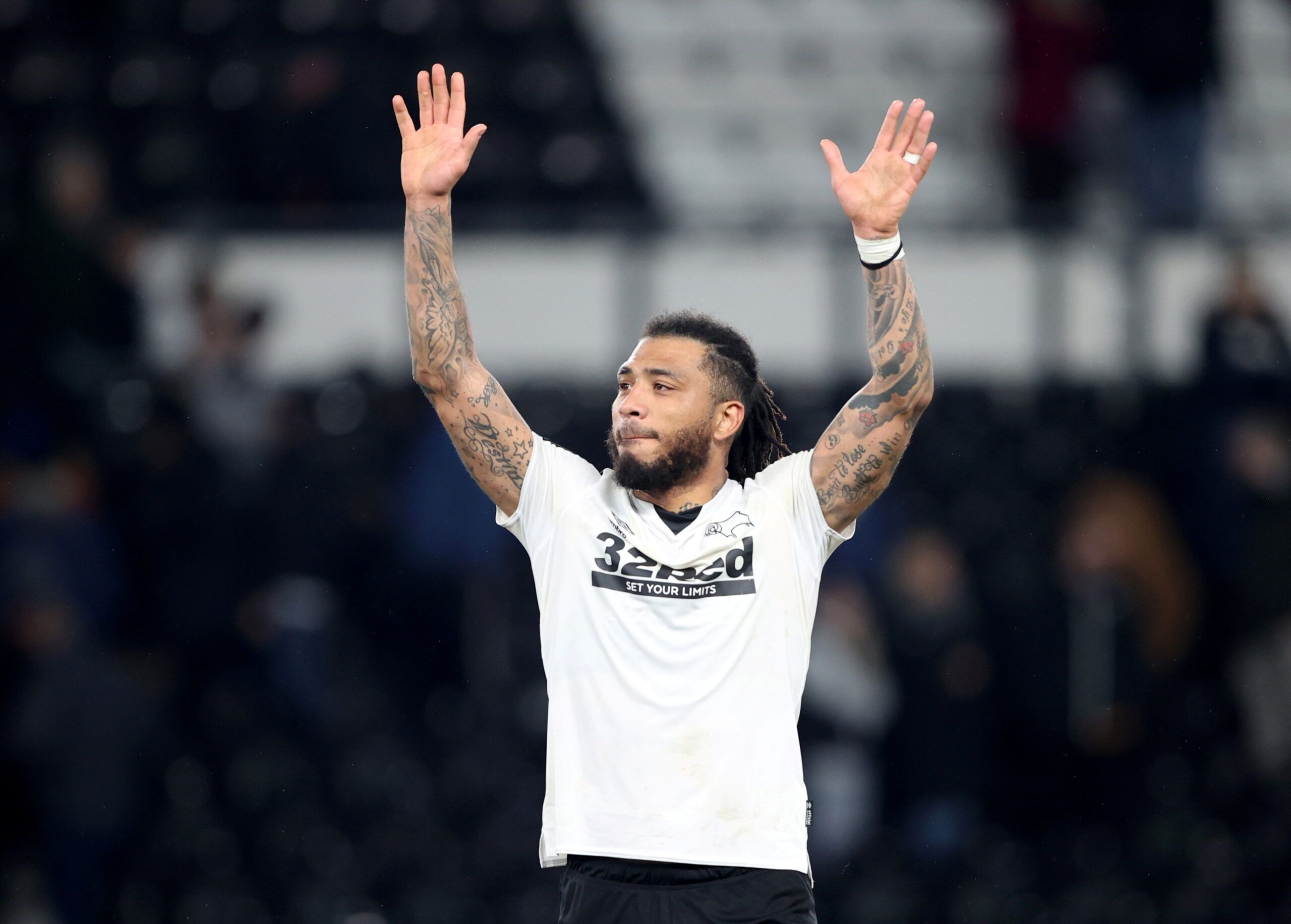 Soccer Football - Championship - Derby County v Millwall - Pride Park, Derby, Britain - February 23, 2022  Derby County's Colin Kazim-Richards after the match  Action Images/Molly Darlington