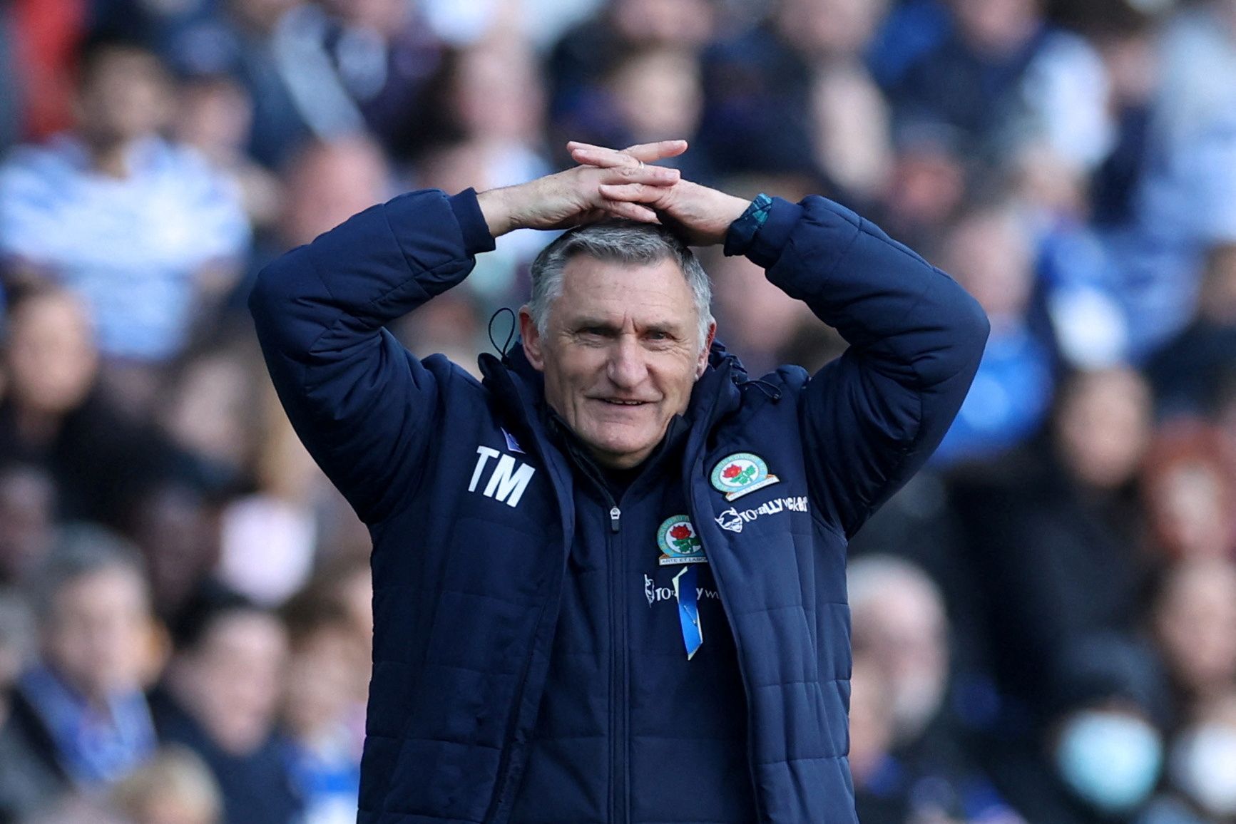 Soccer Football - Championship - Reading v Blackburn Rovers - Madejski Stadium, Reading, Britain - March 19, 2022 Blackburn manager Tony Mowbray reacts  Action Images/Paul Childs  EDITORIAL USE ONLY. No use with unauthorized audio, video, data, fixture lists, club/league logos or 