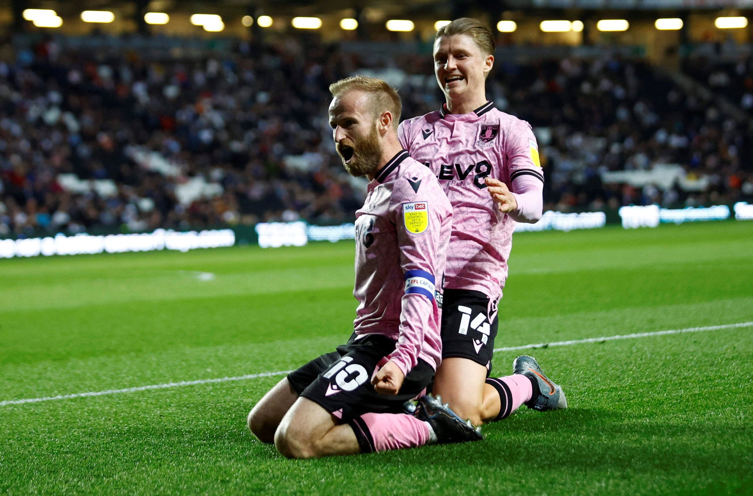 Soccer Football - League One - Milton Keynes Dons v Sheffield Wednesday - Stadium MK, Milton Keynes, Britain - April 16, 2022 Sheffield Wednesday's Barry Bannan celebrates scoring their third goal  Action Images/Andrew Boyers  EDITORIAL USE ONLY. No use with unauthorized audio, video, data, fixture lists, club/league logos or 
