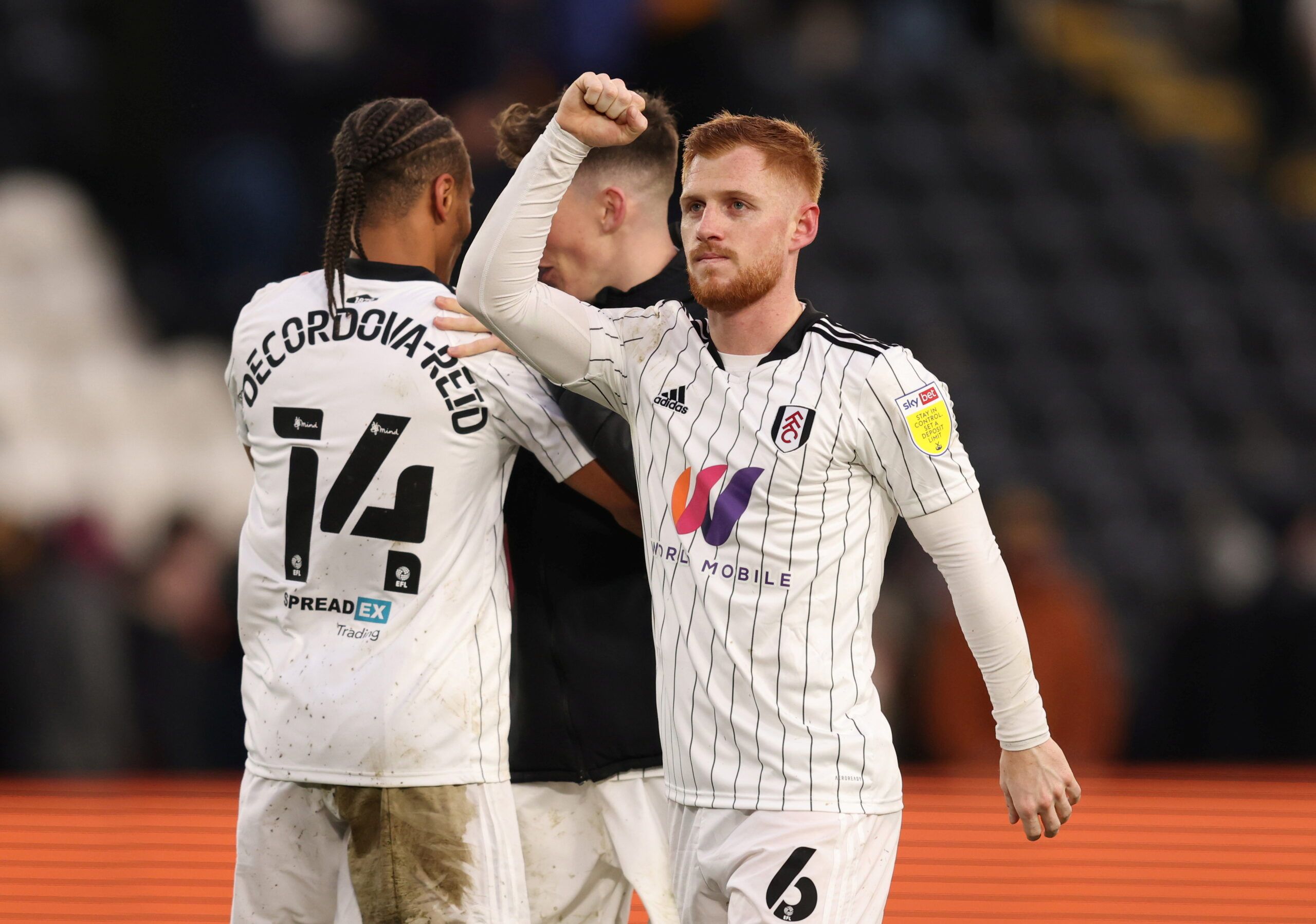 Soccer Football - Championship - Hull City v Fulham - KCOM Stadium, Hull, Britain - February 12, 2022 Fulham's Harrison Reed celebrates after the match   Action Images/John Clifton  EDITORIAL USE ONLY. No use with unauthorized audio, video, data, fixture lists, club/league logos or 