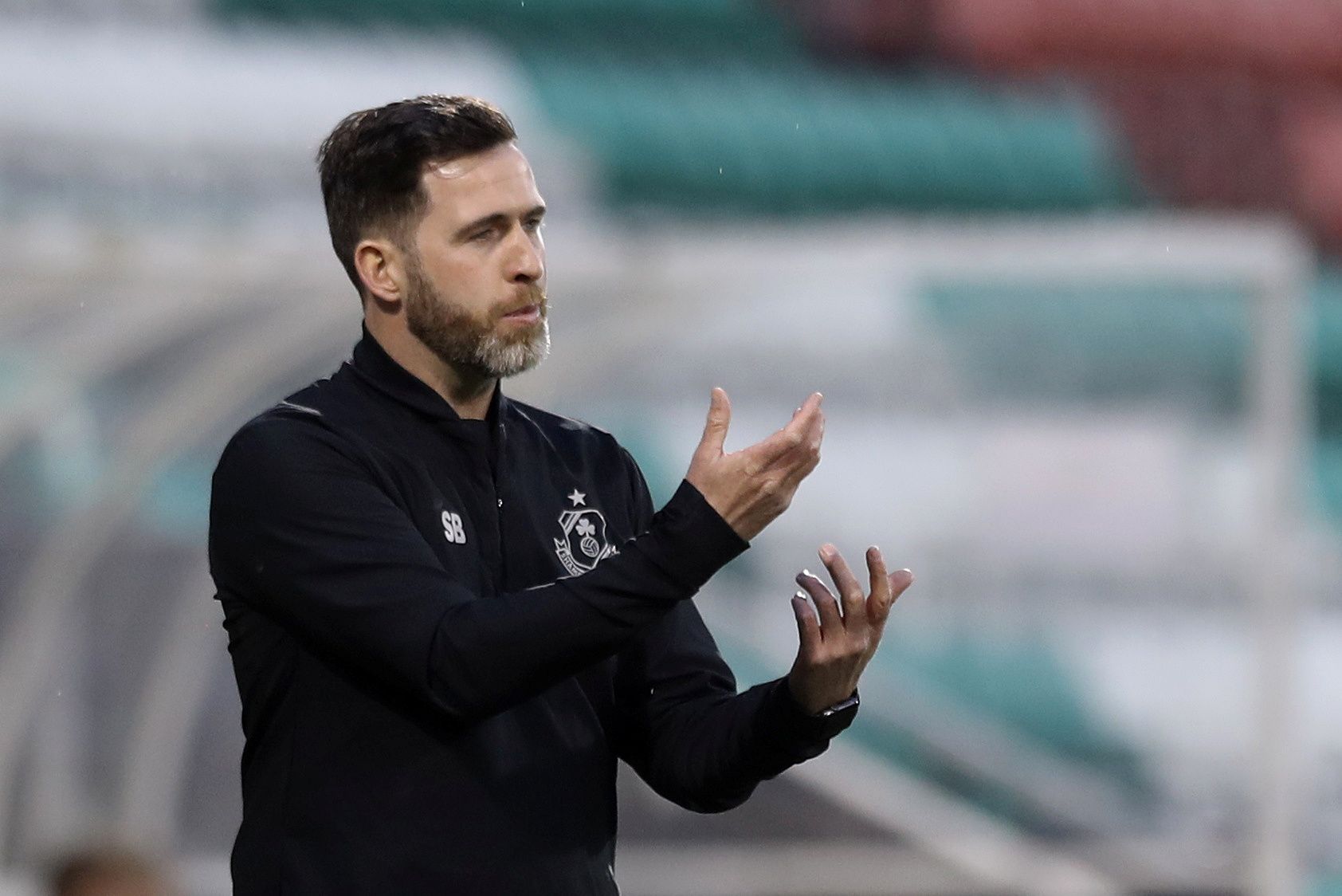 Soccer Football - Europa League - Second Qualifying Round - Shamrock Rovers v AC Milan - Tallaght Stadium, Tallaght, Ireland - September 17, 2020  Shamrock Rovers' Stephen Bradley during the match  REUTERS/Lorraine O'Sullivan