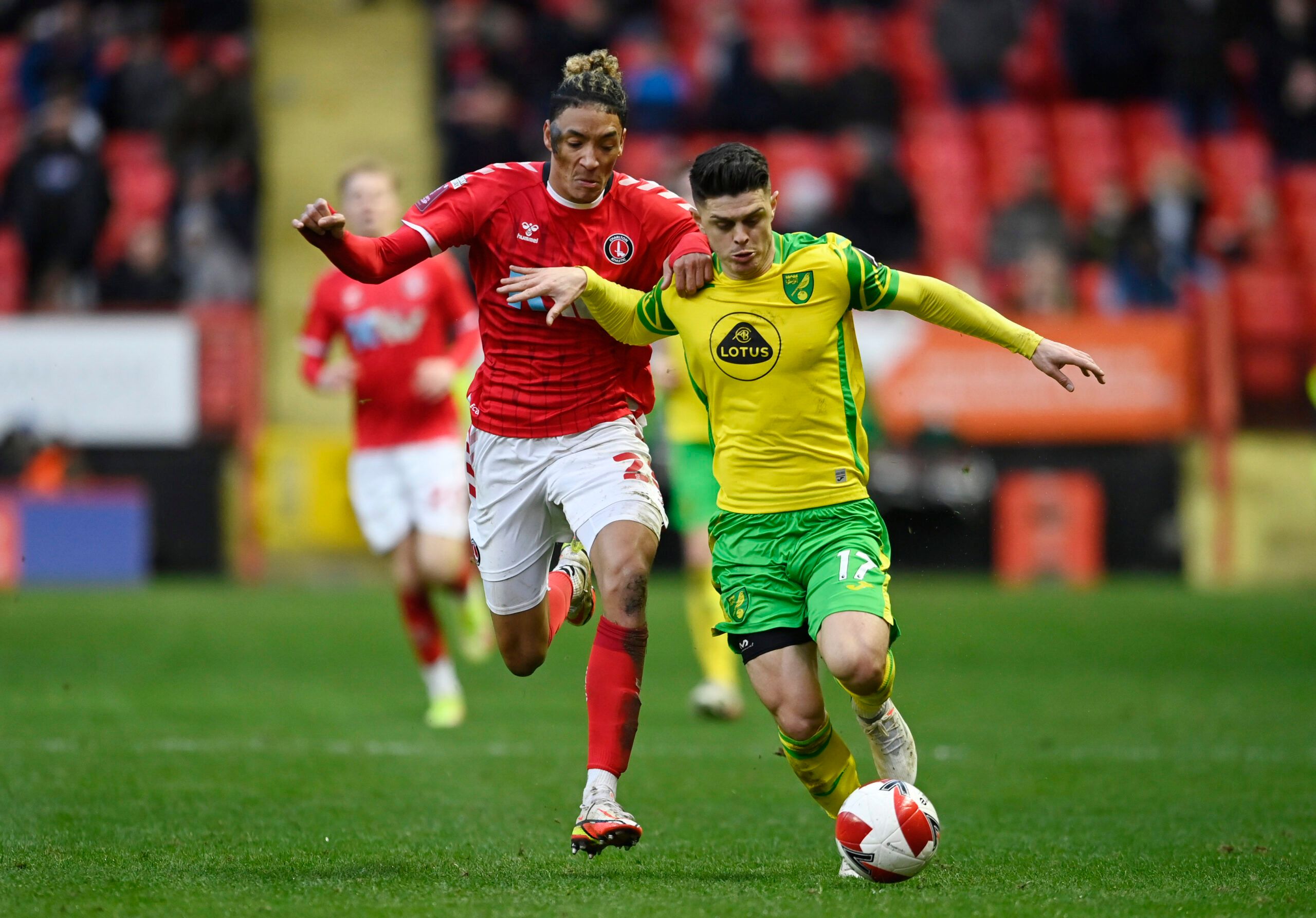 Soccer Football - FA Cup Third Round - Charlton Athletic v Norwich City - The Valley, London, Britain - January 9, 2022 Norwich City's Milot Rashica in action with Charlton Athletic's Sean Clare REUTERS/Tony Obrien