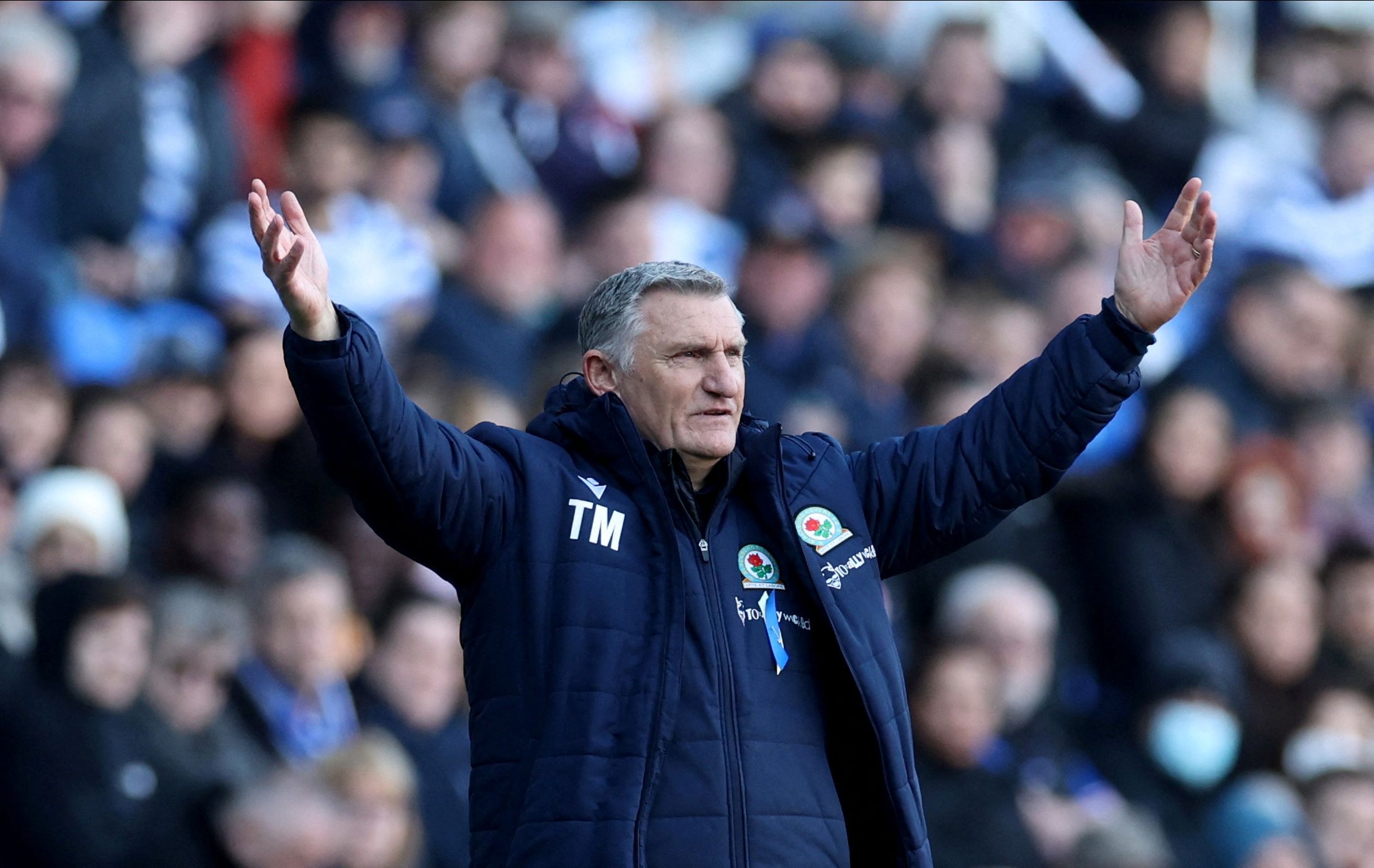 Soccer Football - Championship - Reading v Blackburn Rovers - Madejski Stadium, Reading, Britain - March 19, 2022 Blackburn manager Tony Mowbray reacts  Action Images/Paul Childs  EDITORIAL USE ONLY. No use with unauthorized audio, video, data, fixture lists, club/league logos or 