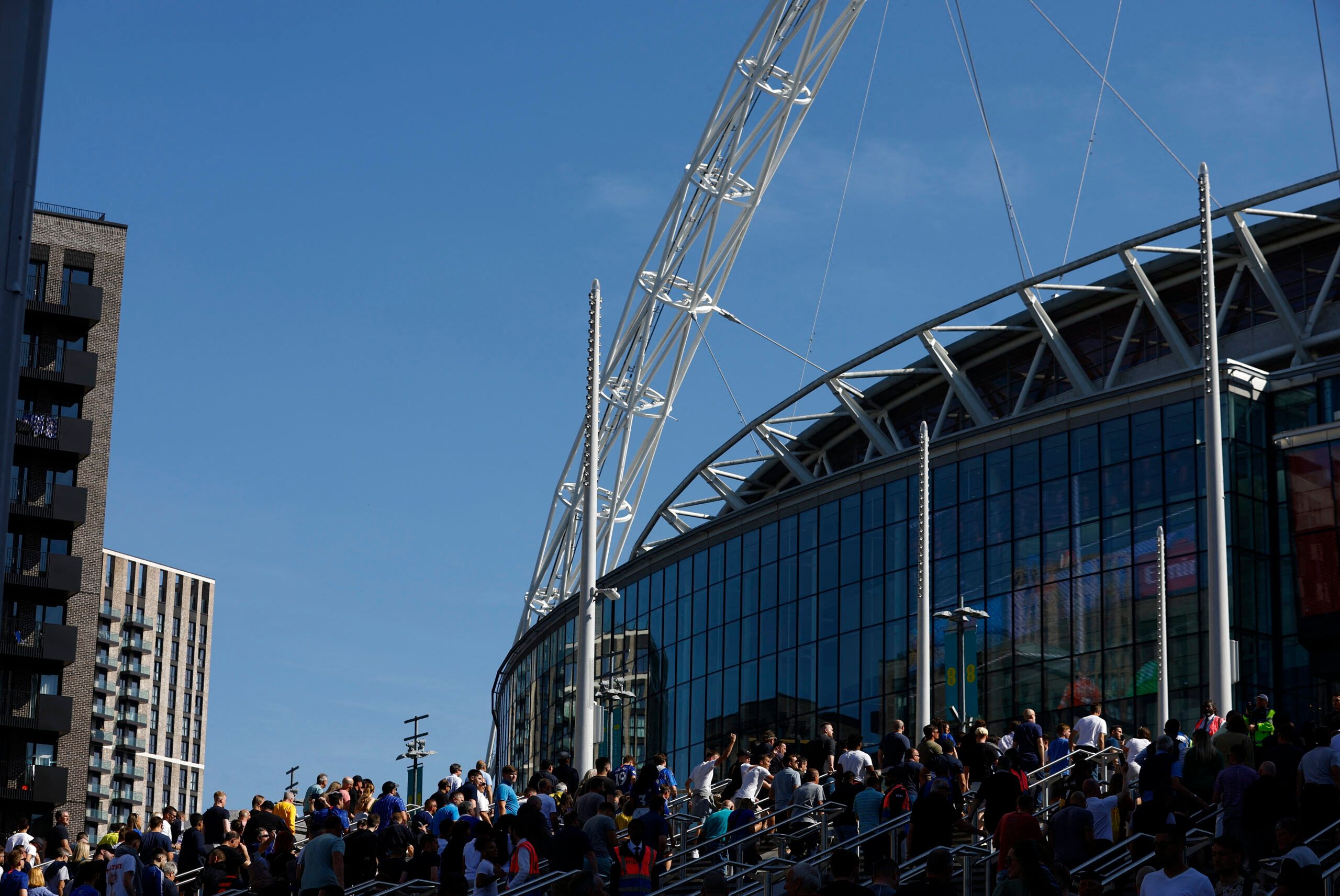 Soccer Football - FA Cup - Final - Chelsea v Liverpool - Wembley Stadium, London, Britain - May 14, 2022 General view as fans arrive outside the stadium before the match Action Images via Reuters/Andrew Boyers