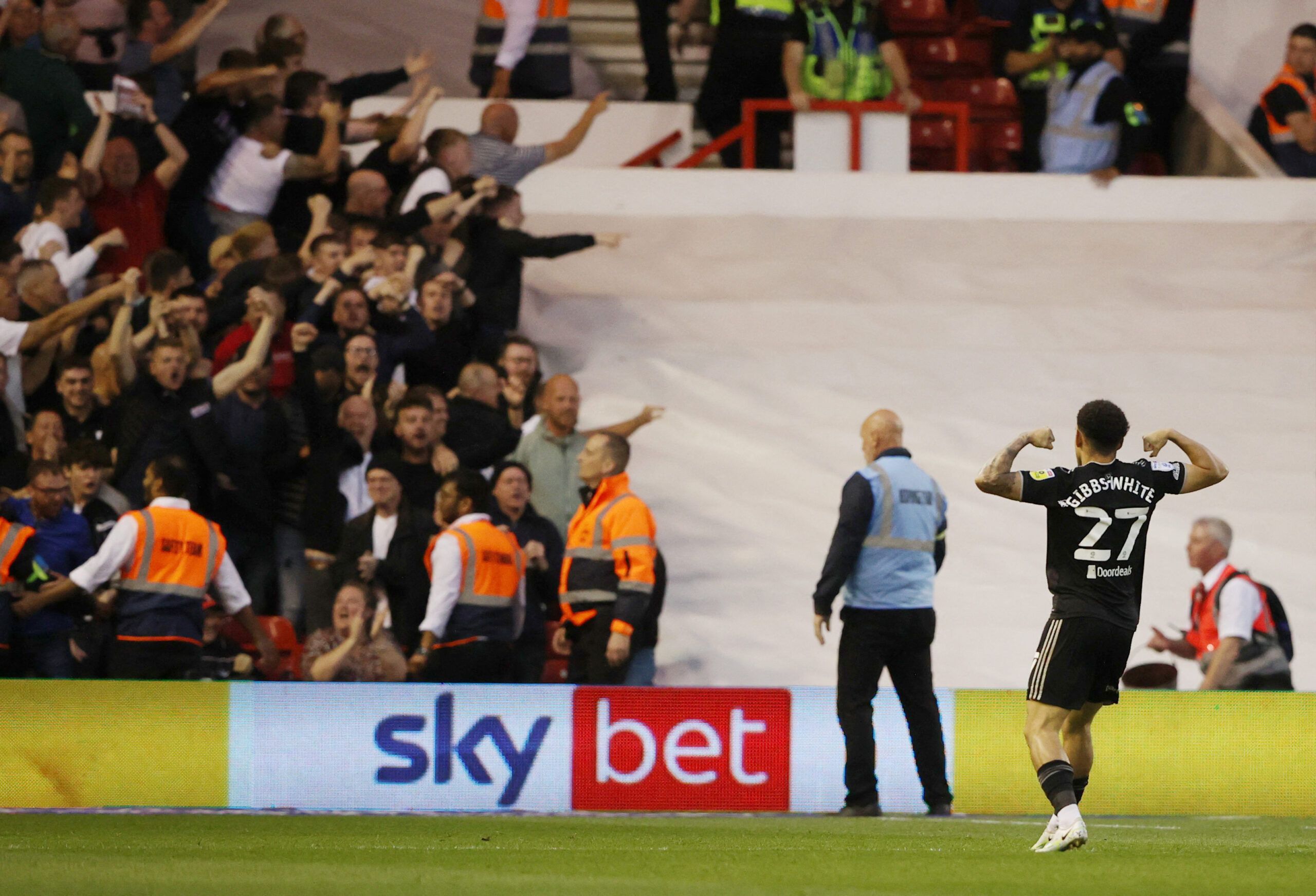 Soccer Football - Championship - Play-Offs Second Leg - Nottingham Forest v Sheffield United - The City Ground, Nottingham, Britain - May 17, 2022 Sheffield United's Morgan Gibbs-White celebrates scoring their first goal Action Images via Reuters/Molly Darlington