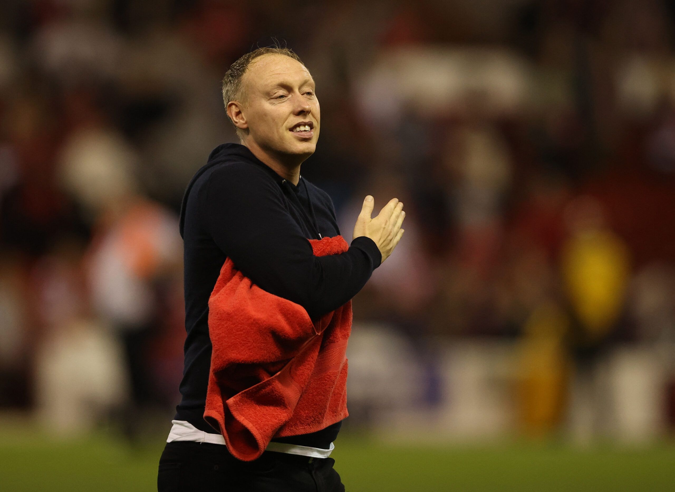 Soccer Football - Championship - Play-Offs Second Leg - Nottingham Forest v Sheffield United - The City Ground, Nottingham, Britain - May 17, 2022 Nottingham Forest manager Steve Cooper celebrates after reaching the Championship Play Off Final Action Images via Reuters/Molly Darlington