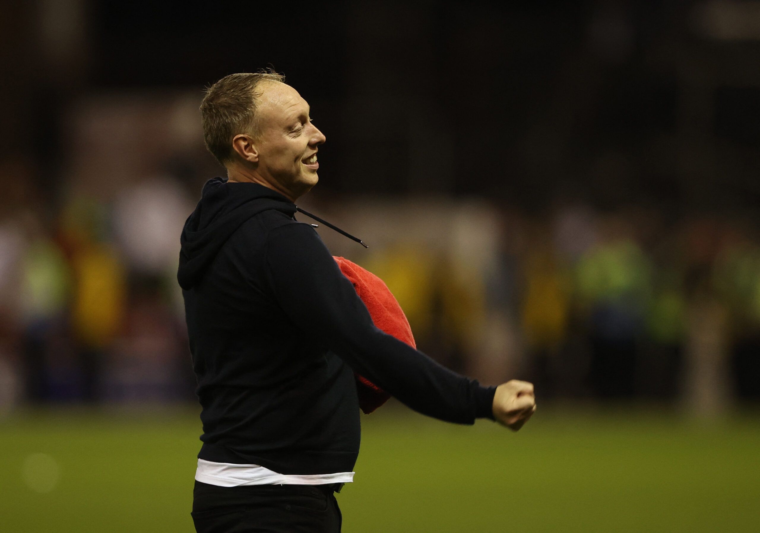 Soccer Football - Championship - Play-Offs Second Leg - Nottingham Forest v Sheffield United - The City Ground, Nottingham, Britain - May 17, 2022 Nottingham Forest manager Steve Cooper celebrates after reaching the Championship Play Off Final Action Images via Reuters/Molly Darlington