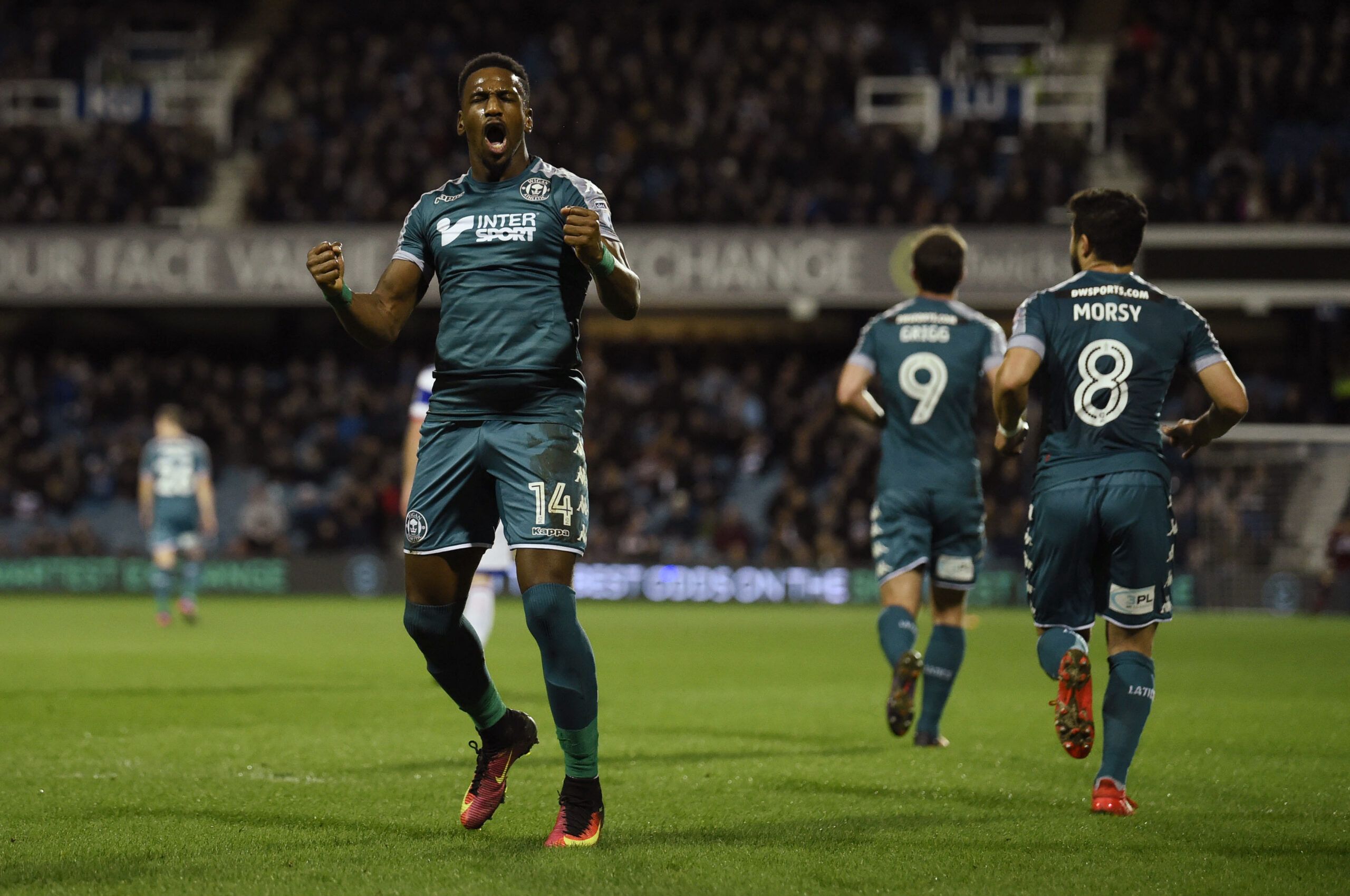 Britain Football Soccer - Queens Park Rangers v Wigan Athletic - Sky Bet Championship - Loftus Road - 21/2/17 Wigan's Omar Bogle celebrates scoring their first goal from the penalty spot  Mandatory Credit: Action Images / Tony O'Brien Livepic EDITORIAL USE ONLY. No use with unauthorized audio, video, data, fixture lists, club/league logos or 