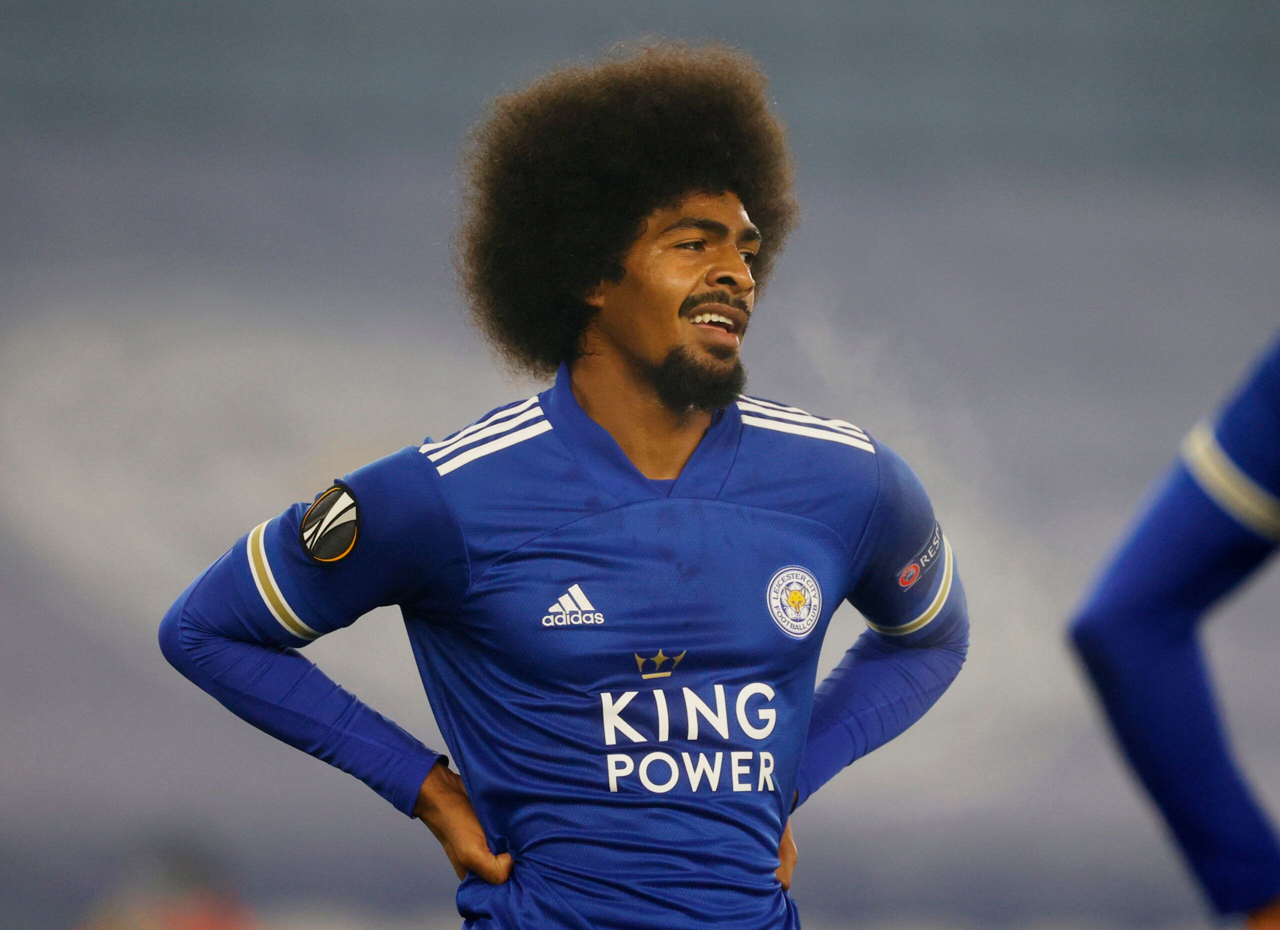 Soccer Football - Europa League - Group G - Leicester City v S.C. Braga - King Power Stadium, Leicester, Britain - November 5, 2020 Leicester City's Hamza Choudhury reacts REUTERS/Phil Noble