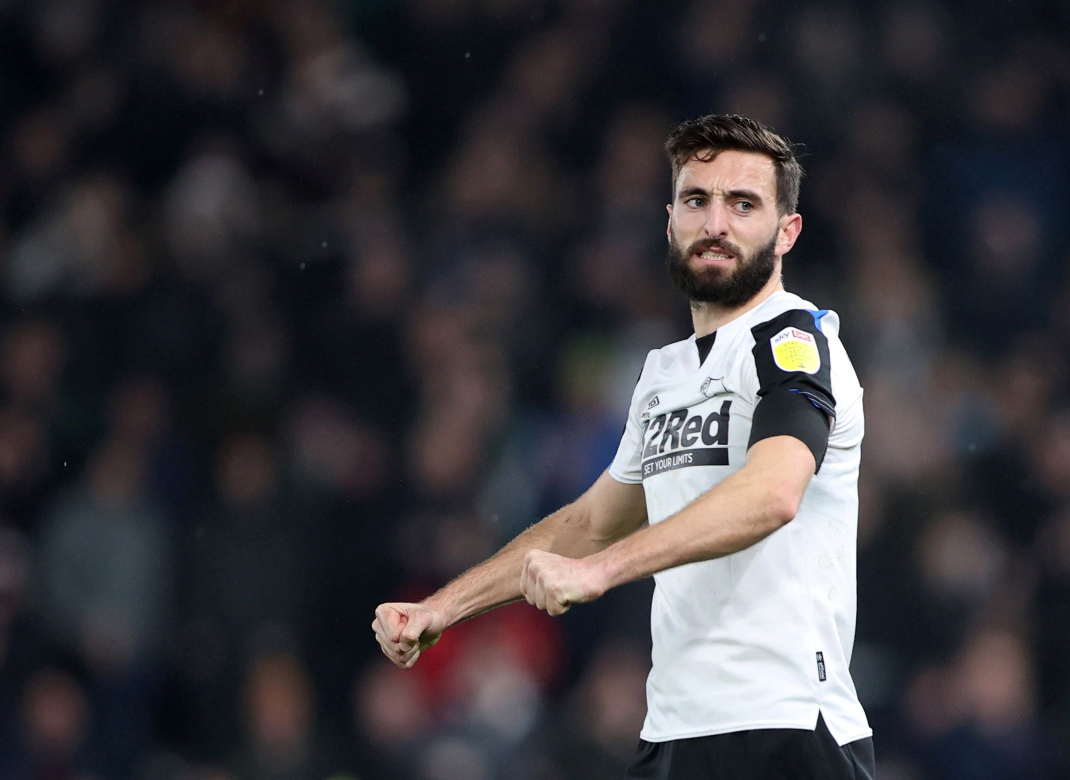 Soccer Football - Championship - Derby County v Blackpool - Pride Park, Derby, Britain - December 11, 2021  Derby County's Graeme Shinnie after the match   Action Images/Molly Darlington  EDITORIAL USE ONLY. No use with unauthorized audio, video, data, fixture lists, club/league logos or 