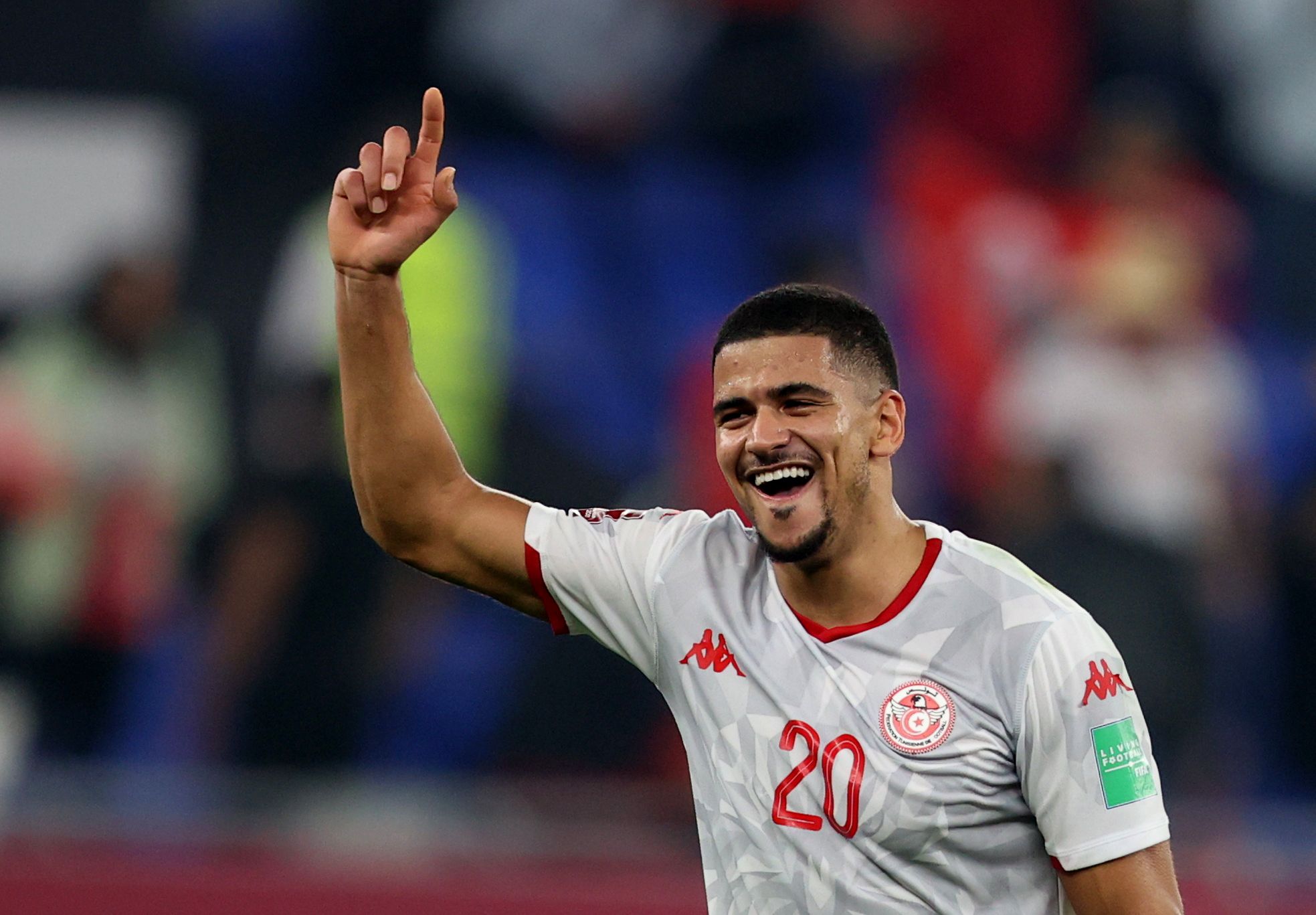 Soccer Football - Arab Cup - Semi-Final - Tunisia v Egypt - 974 Stadium, Doha, Qatar - December 15, 2021 Tunisia's Mohamed Drager celebrates after the match REUTERS/Amr Abdallah Dalsh