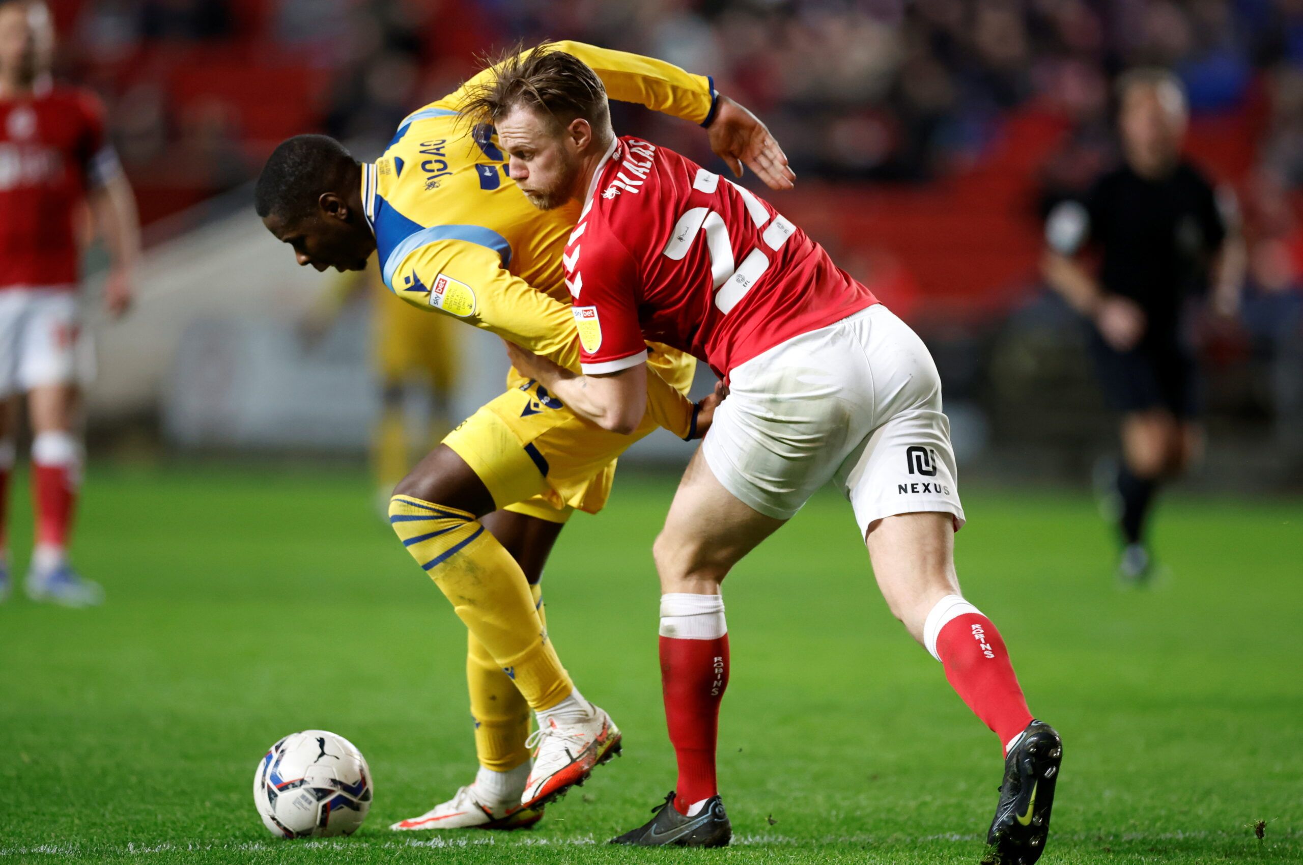 Soccer Football - Championship - Bristol City v Reading - Ashton Gate Stadium, Bristol, Britain - February 9, 2022  Bristol City?s Tomas Kalas in action with Reading?s Lucas Joao  Action Images/Peter Cziborra  EDITORIAL USE ONLY. No use with unauthorized audio, video, data, fixture lists, club/league logos or 