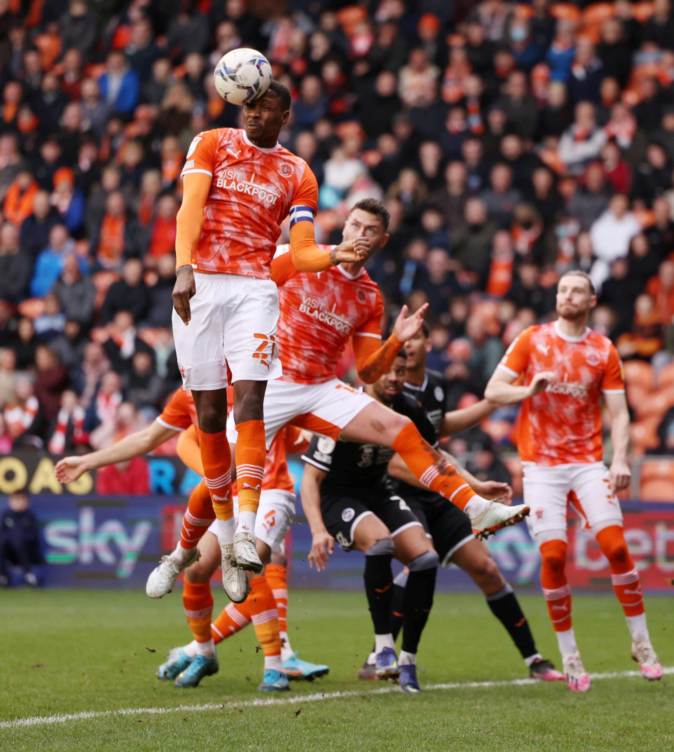 Soccer Football - Championship - Blackpool v Swansea City - Bloomfield Road, Blackpool , Britain - March 12, 2022  Blackpool's Marvin Ekpiteta in action  Action Images/John Clifton  EDITORIAL USE ONLY. No use with unauthorized audio, video, data, fixture lists, club/league logos or 