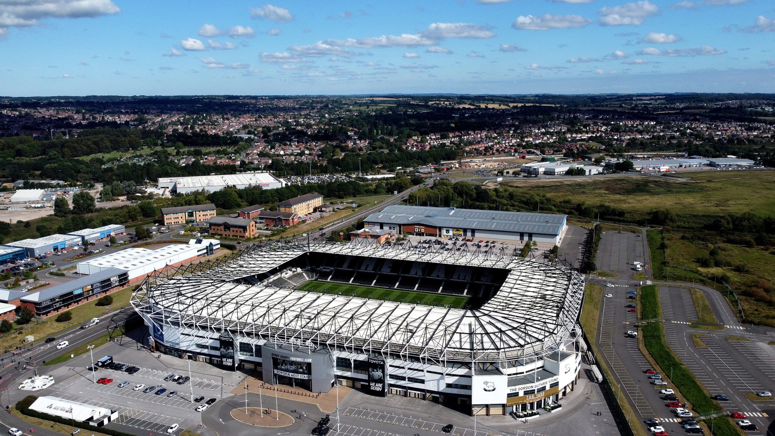 Soccer Football - Derby County General Views - Pride Park, Derby, Britain - September 20, 2021.  General view of Pride Park. Picture taken with a drone.  Action Images via Reuters/Carl Recine
