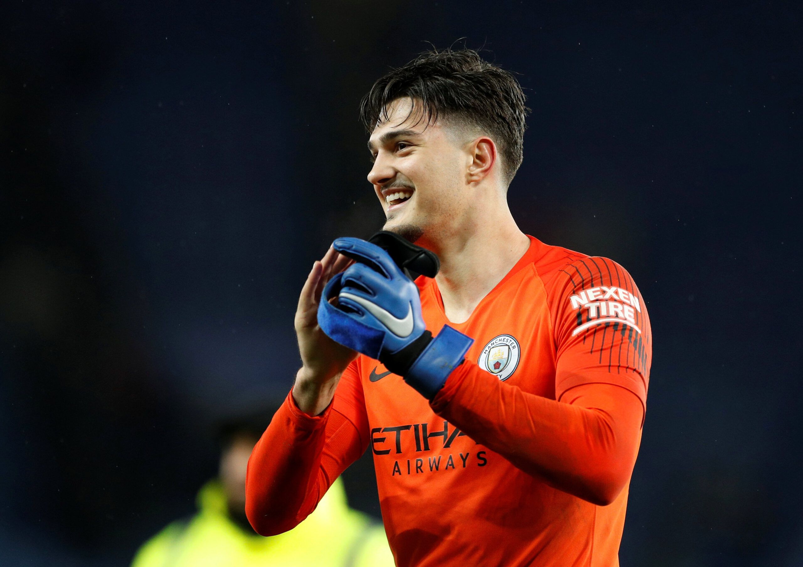 Soccer Football - Carabao Cup Quarter-Final - Leicester City v Manchester City - King Power Stadium, Leicester, Britain - December 18, 2018  Manchester City's Arijanet Muric celebrates after the match                Action Images via Reuters/John Sibley  EDITORIAL USE ONLY. No use with unauthorized audio, video, data, fixture lists, club/league logos or 