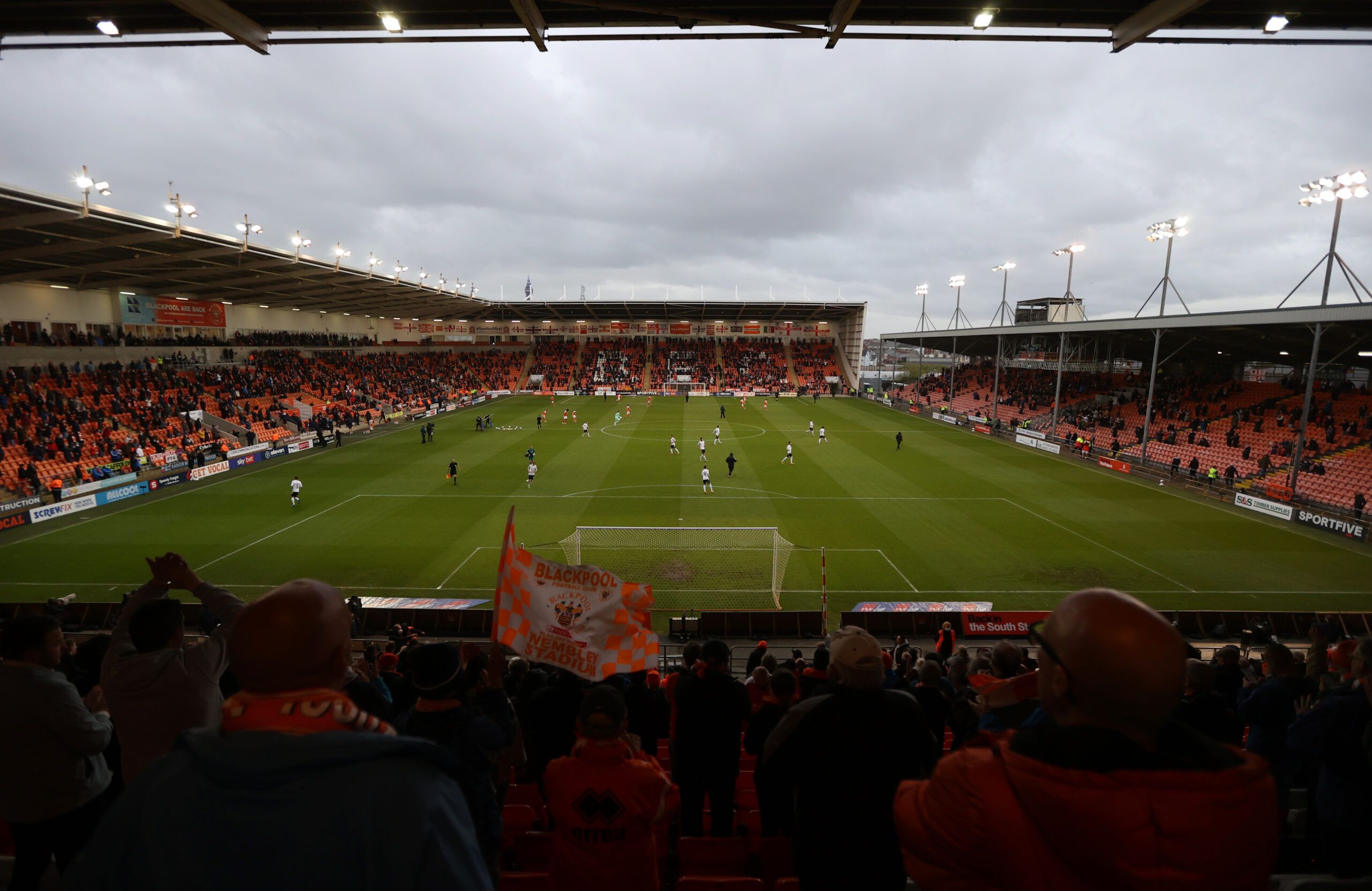 Soccer Football - League One Play-Off Semi Final Second Leg - Blackpool v Oxford United - Bloomfield Road Stadium, Blackpool, Britain - May 21, 2021 General view inside the stadium before the match, as a limited number of fans are permitted at outdoor sports venues Action Images/Molly Darlington EDITORIAL USE ONLY. No use with unauthorized audio, video, data, fixture lists, club/league logos or 'live' services. Online in-match use limited to 75 images, no video emulation. No use in betting, game