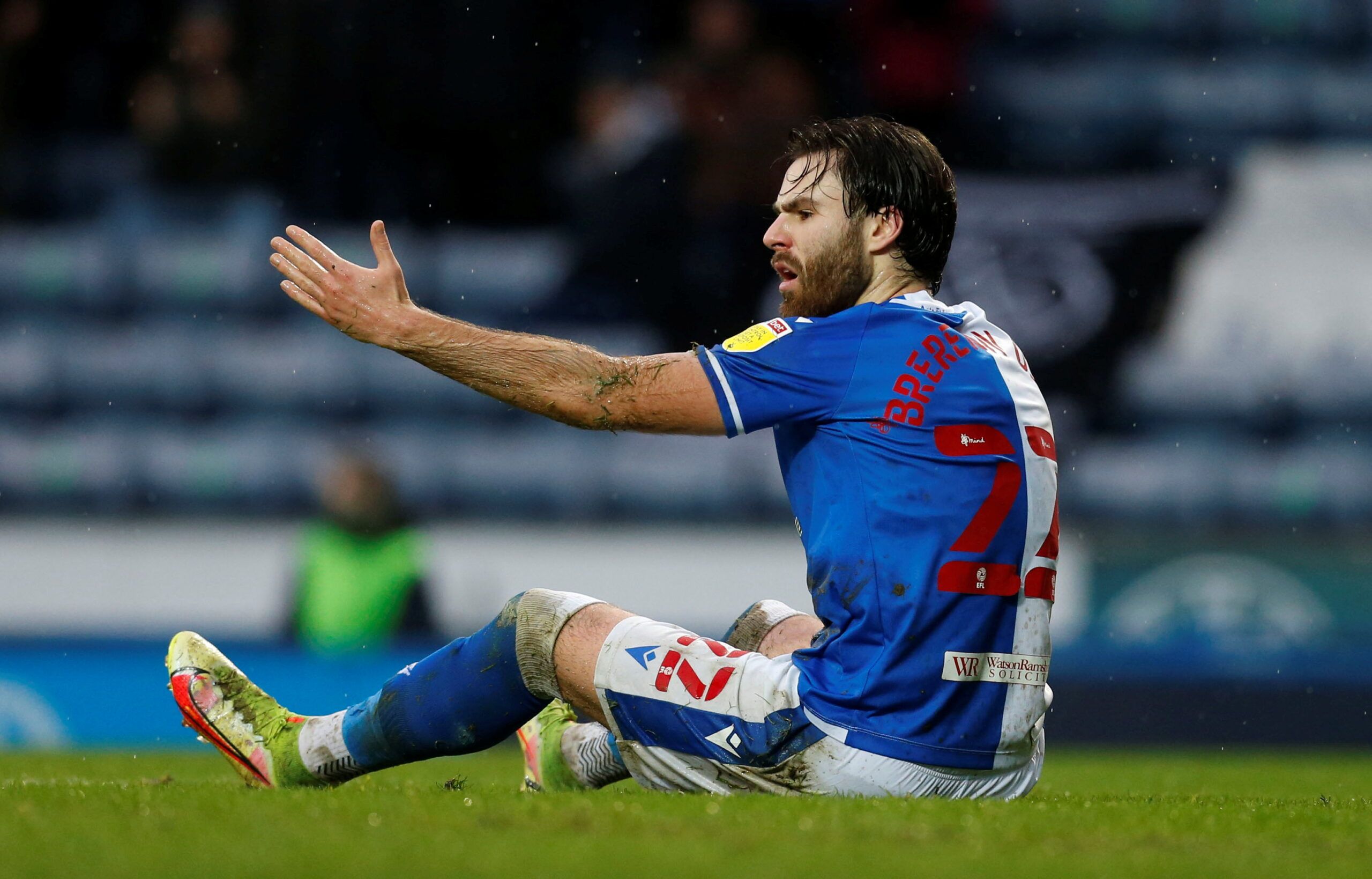Soccer Football - Championship - Blackburn Rovers v Huddersfield Town - Ewood Park, Blackburn, Britain - January 2, 2022 Blackburn Rovers' Ben Brereton Diaz reacts   Action Images/Ed Sykes  EDITORIAL USE ONLY. No use with unauthorized audio, video, data, fixture lists, club/league logos or 
