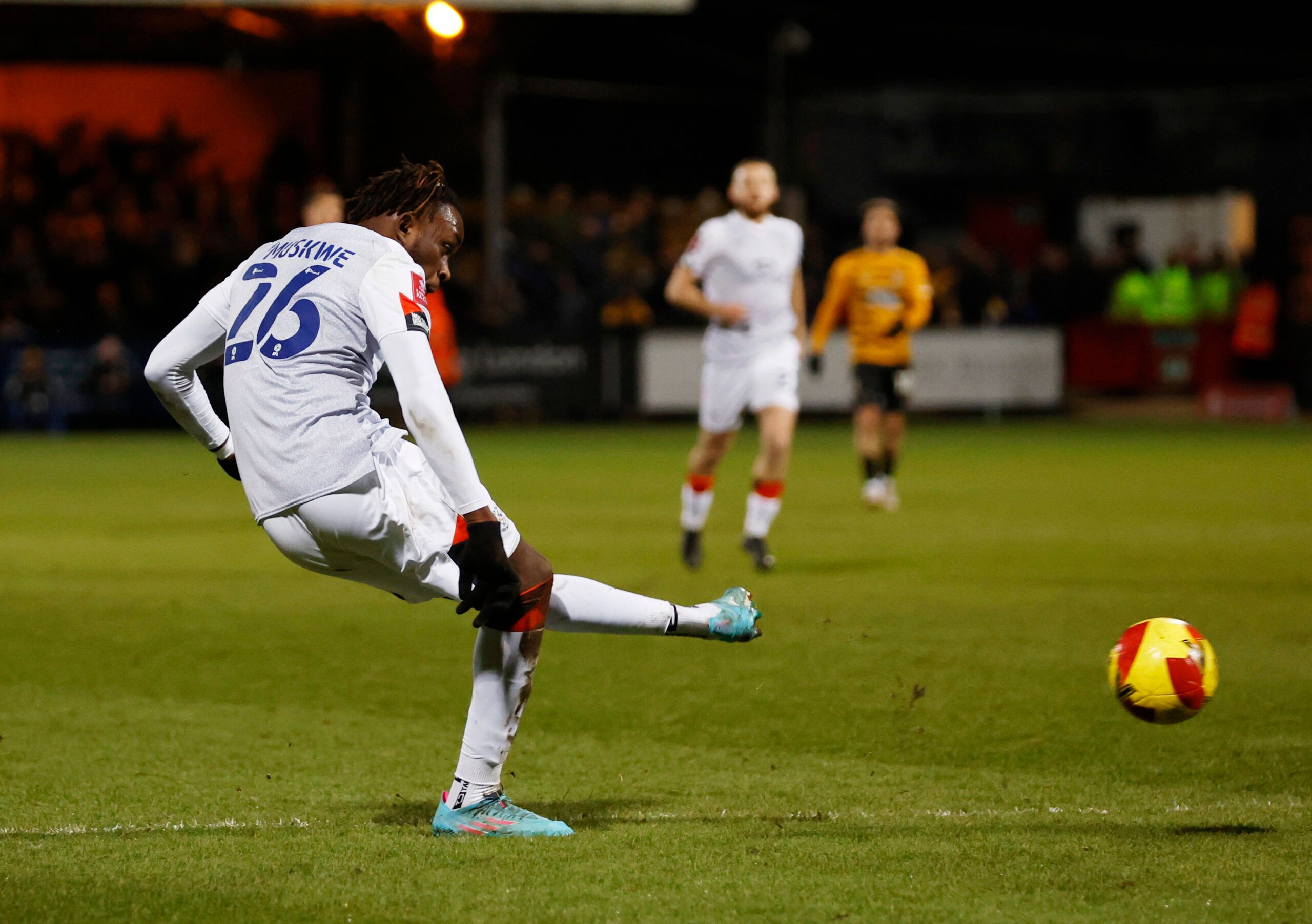 Soccer Football - FA Cup - Fourth Round - Cambridge United v Luton Town - Abbey Stadium, Cambridge, Britain - February 5, 2022  Luton Town's Admiral Muskwe scores their third goal Action Images/Peter Cziborra