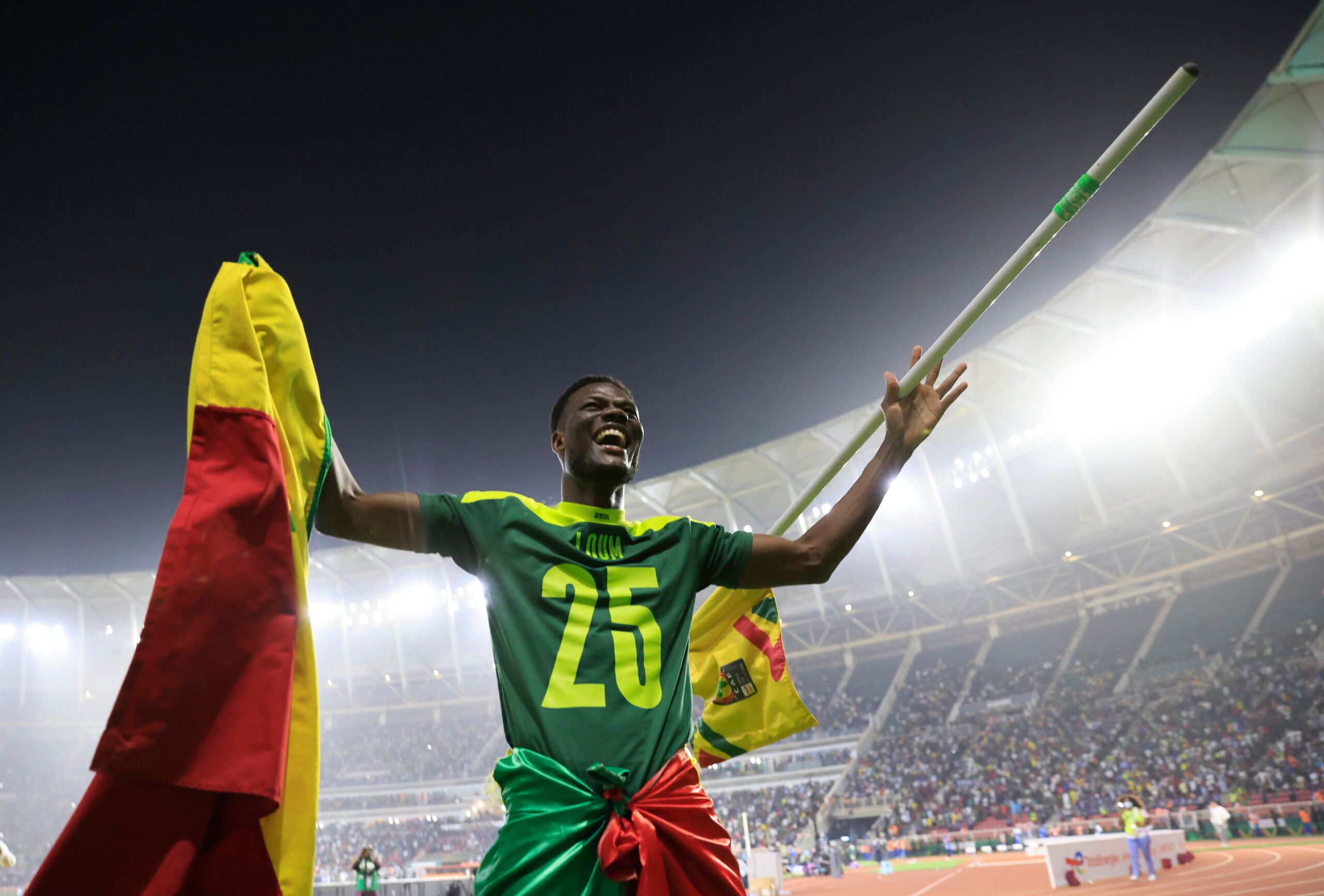 Soccer Football - Africa Cup of Nations - Final - Senegal v Egypt - Olembe Stadium, Yaounde, Cameroon - February 6, 2022 Senegal's Mamadou Loum celebrates after winning the Africa Cup of Nations REUTERS/Thaier Al-Sudani