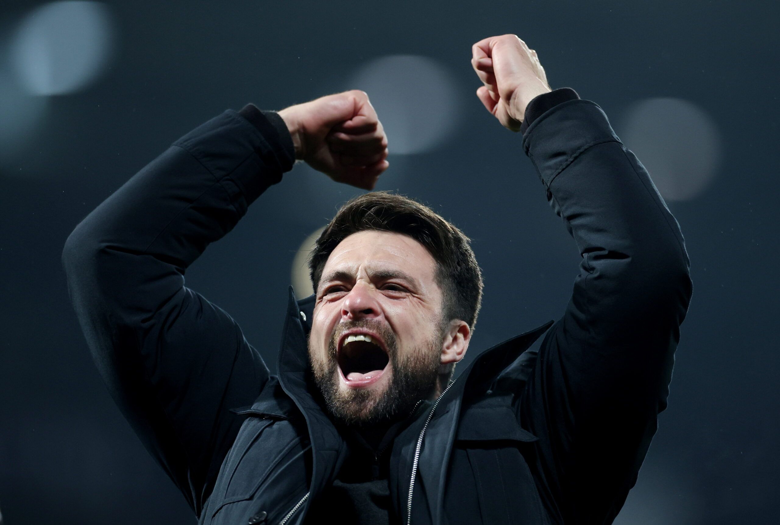 Soccer Football - Championship -  West Bromwich Albion v Swansea City - The Hawthorns, West Bromwich, Britain - February 28, 2022 Swansea City manager Russell Martin celebrates after the match  Action Images/Carl Recine  EDITORIAL USE ONLY. No use with unauthorized audio, video, data, fixture lists, club/league logos or 