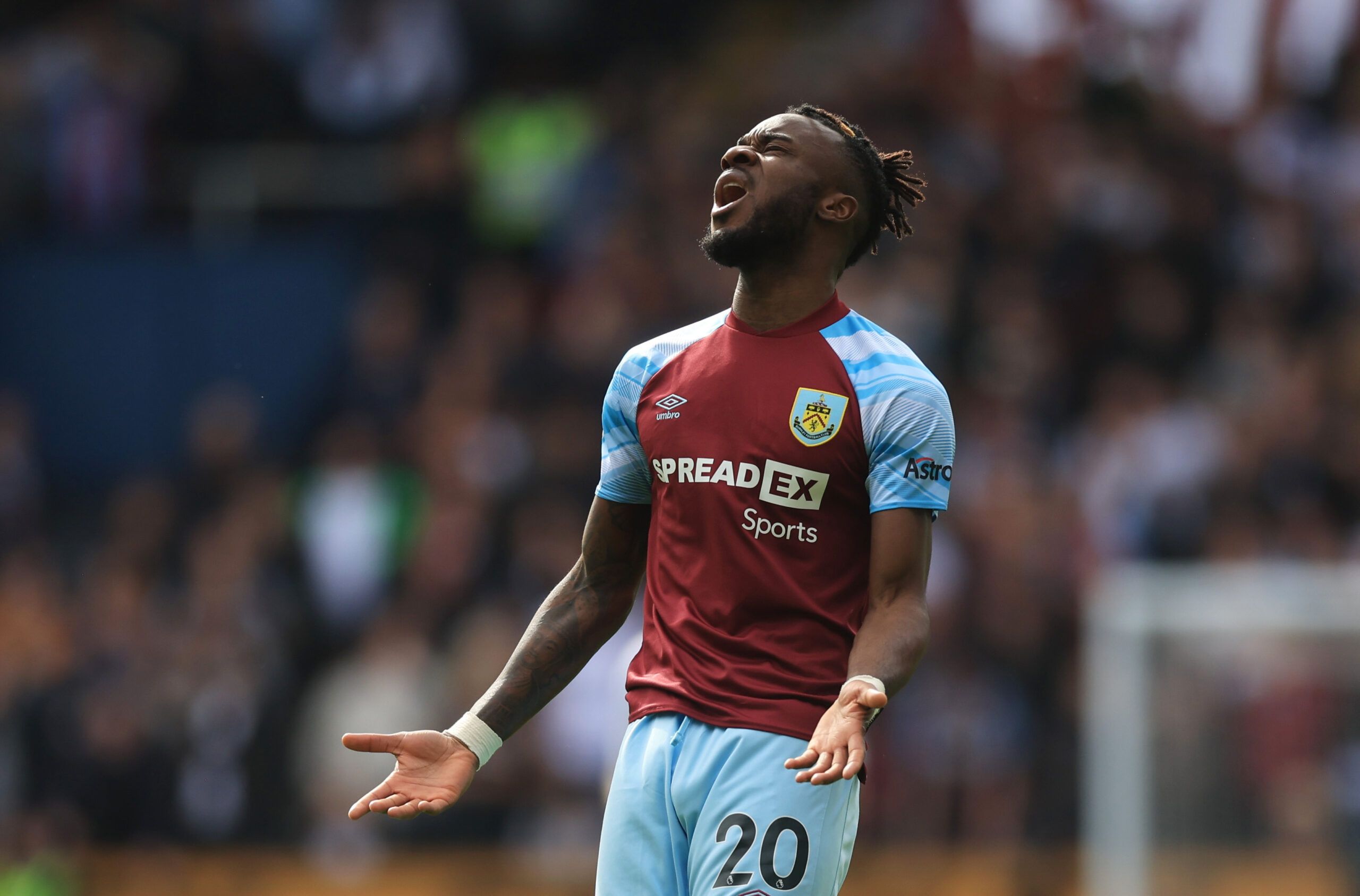 Soccer Football - Premier League - Burnley v Aston Villa - Turf Moor, Burnley, Britain - May 7, 2022 Burnley's Maxwel Cornet reacts Action Images via Reuters/Lee Smith EDITORIAL USE ONLY. No use with unauthorized audio, video, data, fixture lists, club/league logos or 'live' services. Online in-match use limited to 75 images, no video emulation. No use in betting, games or single club /league/player publications.  Please contact your account representative for further details.
