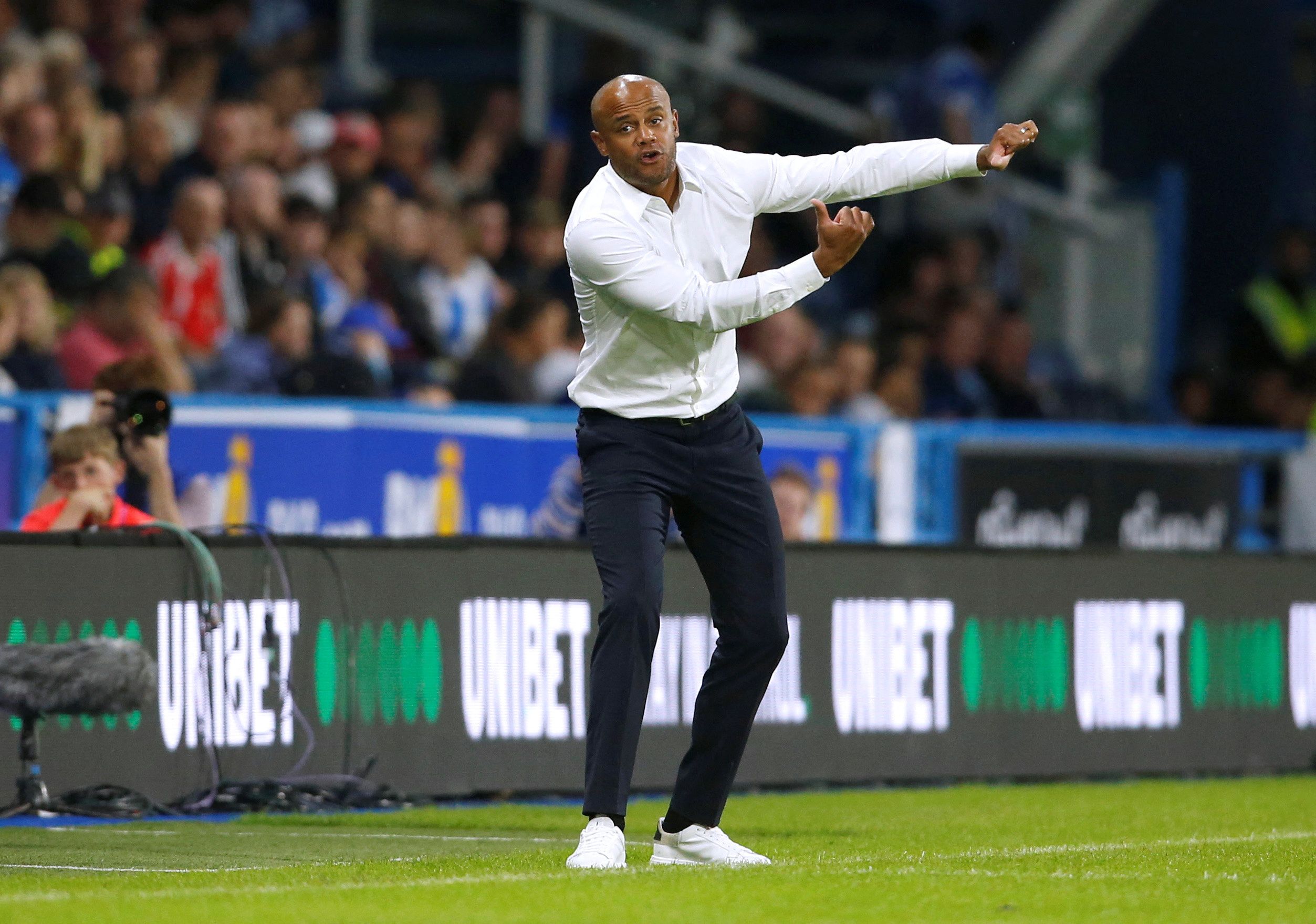 Soccer Football - Championship - Huddersfield Town v Burnley - John Smith's Stadium, Huddersfield, Britain - July 29, 2022 Burnley manager Vincent Kompany  Action Images/Ed Sykes  EDITORIAL USE ONLY. No use with unauthorized audio, video, data, fixture lists, club/league logos or 