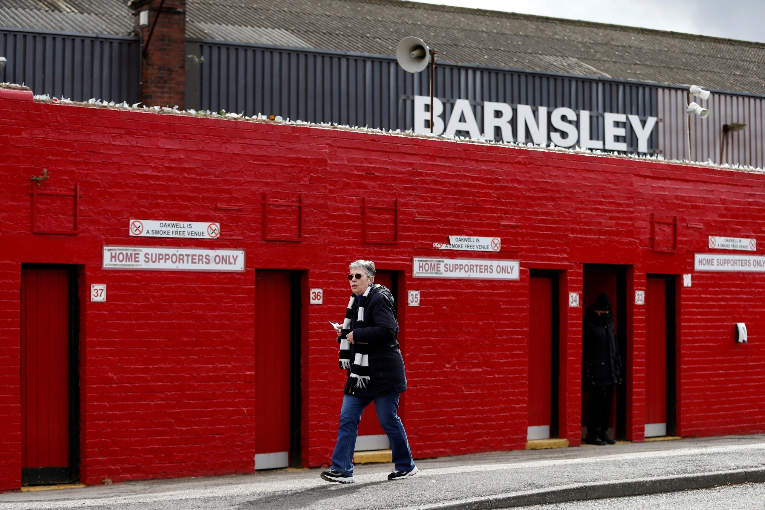 Soccer Football - Championship - Barnsley v Fulham - Oakwell, Barnsley, Britain - March 12, 2022   General view outside the ground before the match  Action Images/Ed Sykes  EDITORIAL USE ONLY. No use with unauthorized audio, video, data, fixture lists, club/league logos or 