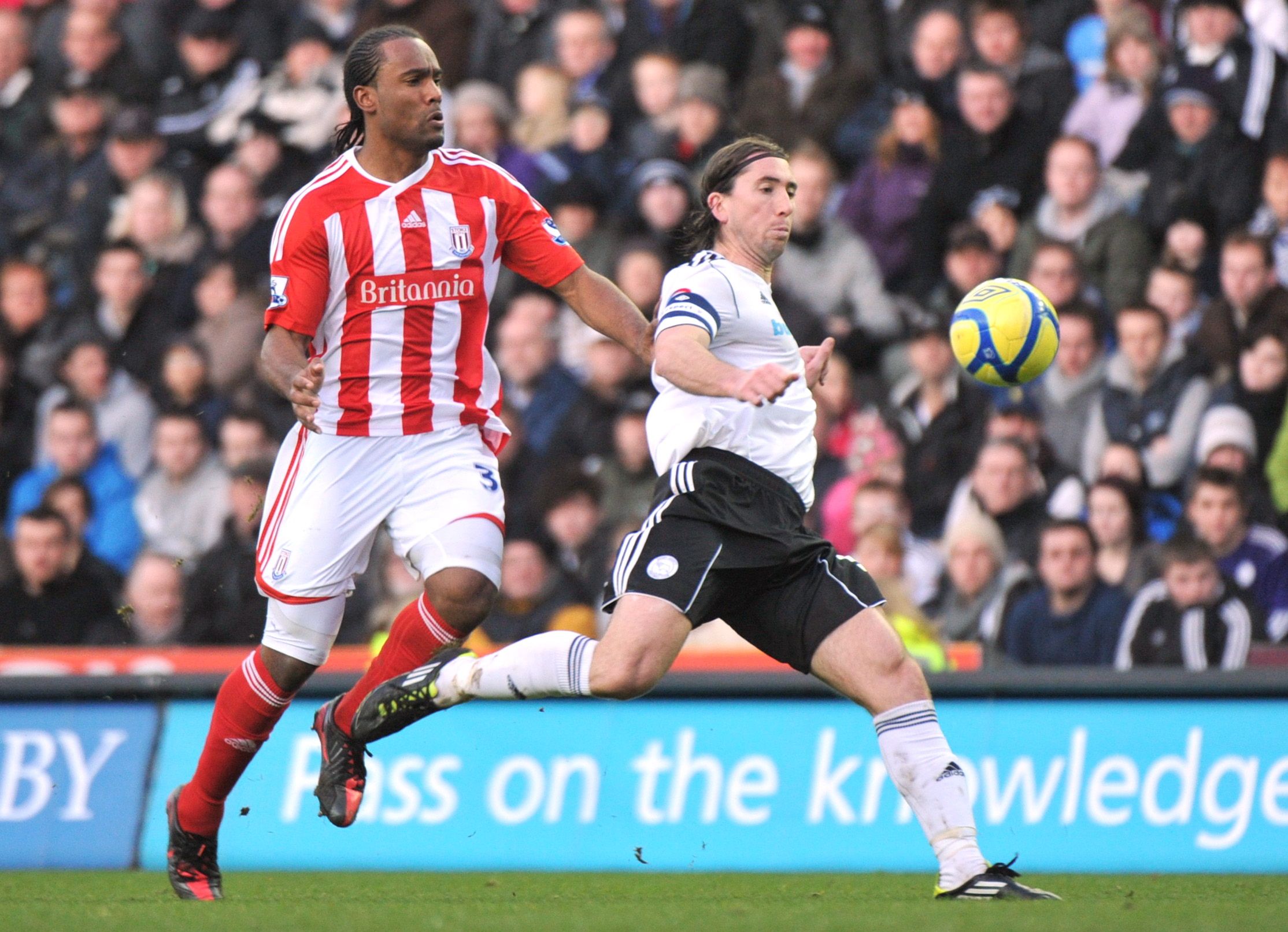 Football - Derby County v Stoke City FA Cup Fourth Round - Pride Park - 11/12 - 28/1/12 
Cameron Jerome - Stoke City in action against Shaun Barker - Derby County (R) 
Mandatory Credit: Action Images / Adam Holt