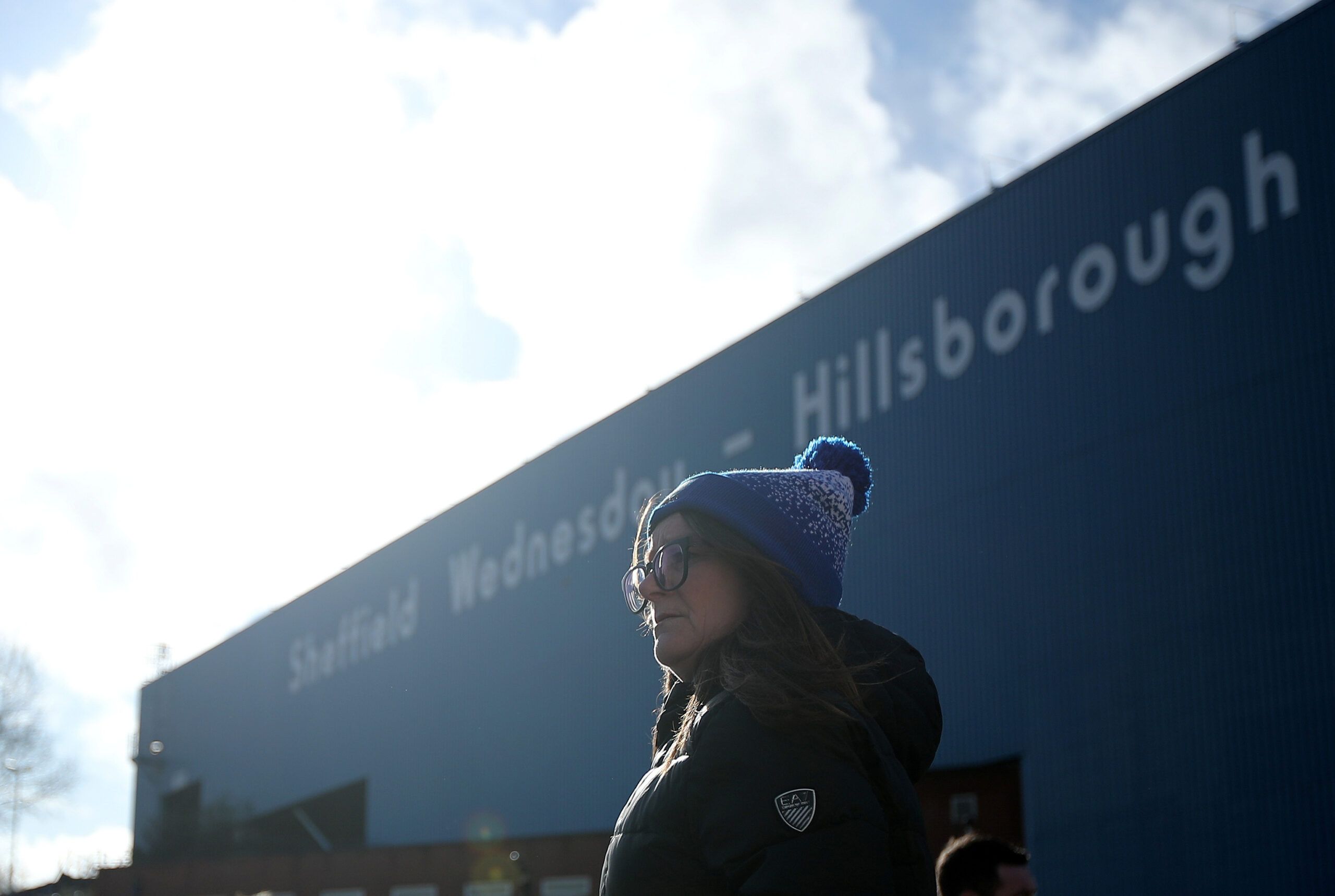 Soccer Football - Championship - Sheffield Wednesday v Derby County - Hillsborough, Sheffield, Britain - February 29, 2020   A fan outside the stadium before the match   Action Images/Molly Darlington    EDITORIAL USE ONLY. No use with unauthorized audio, video, data, fixture lists, club/league logos or 
