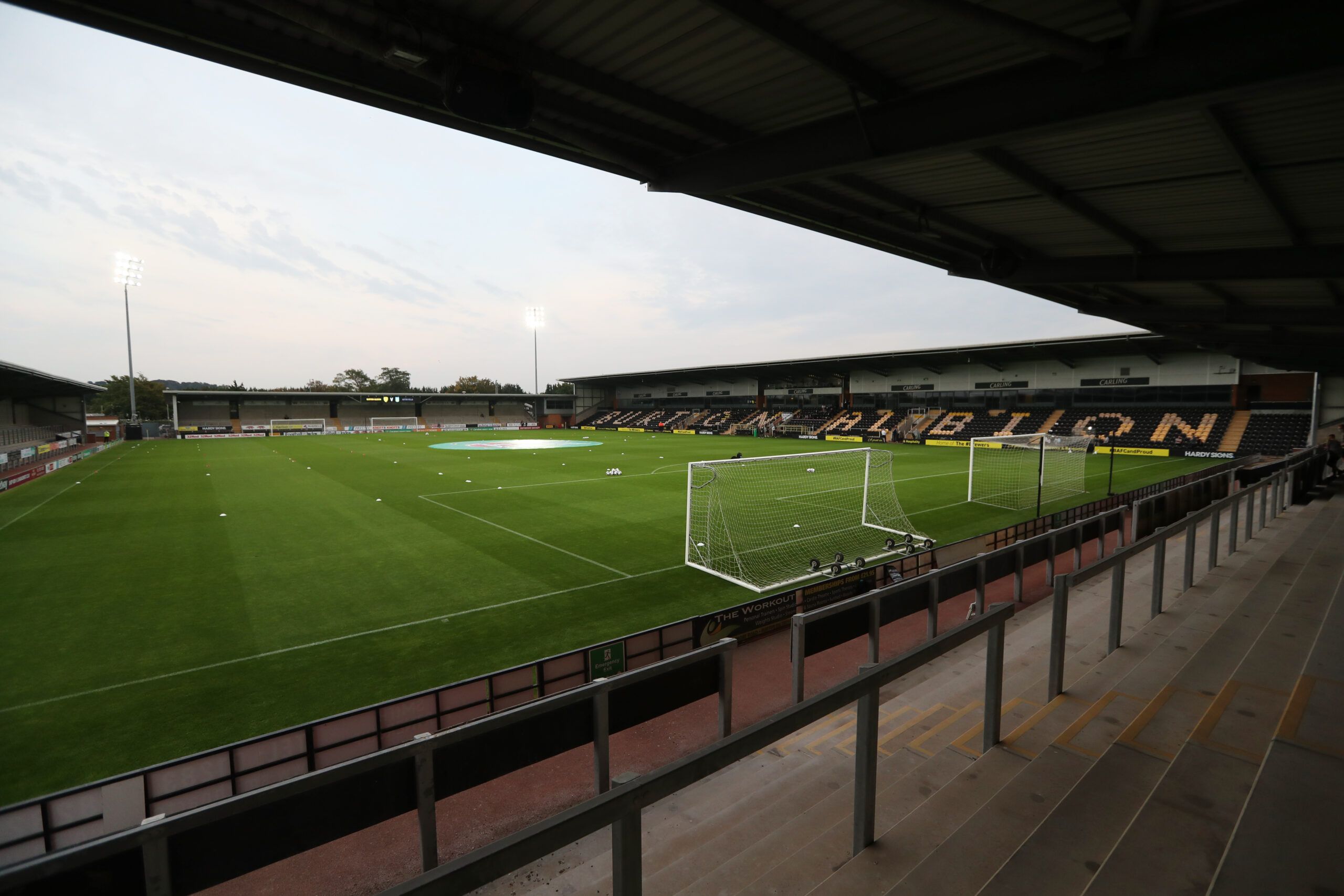Soccer Football - Carabao Cup Second Round - Burton Albion v Aston Villa - Pirelli Stadium, Burton-on-Trent, Britain - September 15, 2020 General view inside the stadium before the match Pool via REUTERS/Mike Egerton EDITORIAL USE ONLY. No use with unauthorized audio, video, data, fixture lists, club/league logos or 'live' services. Online in-match use limited to 75 images, no video emulation. No use in betting, games or single club/league/player publications.  Please contact your account repres