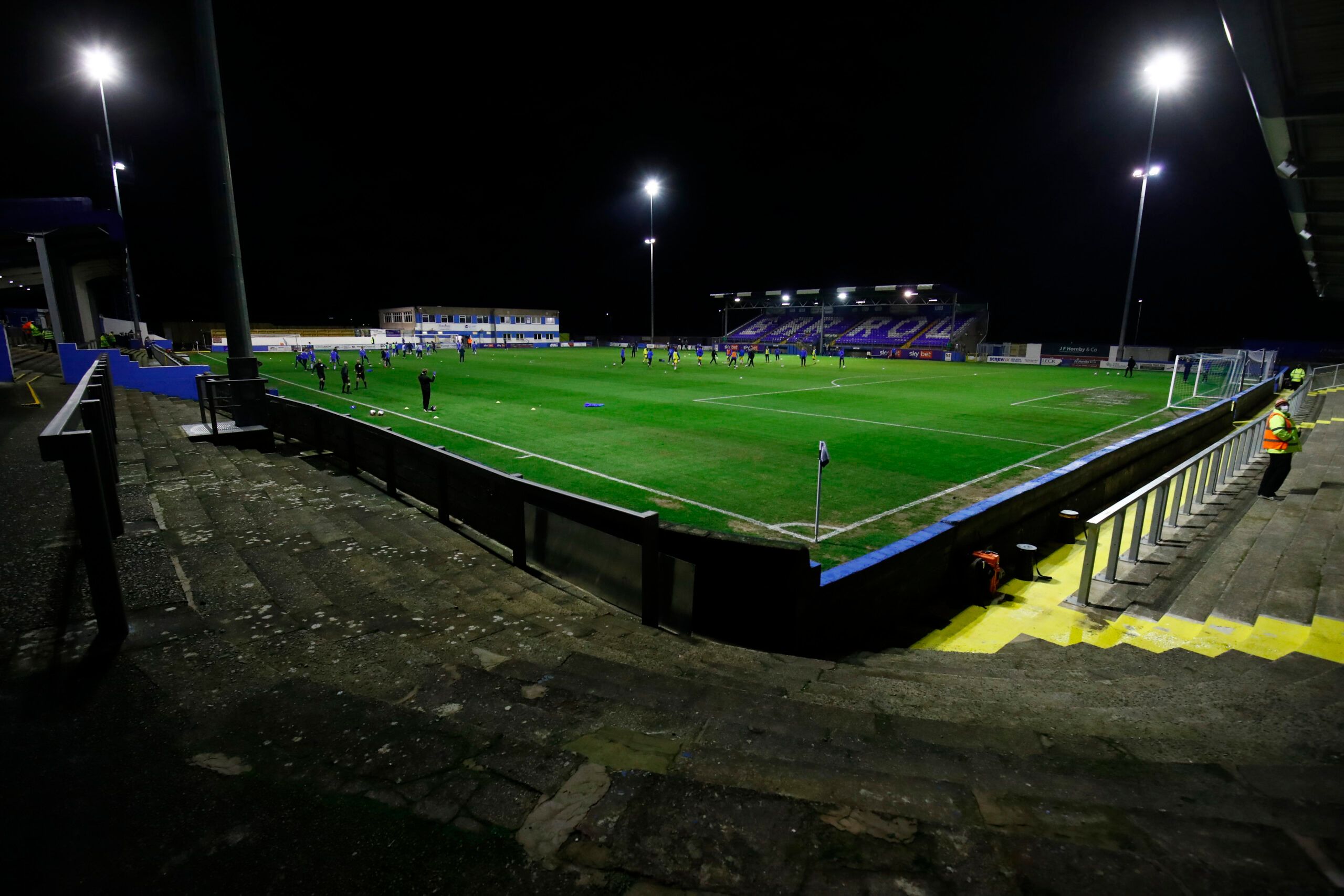 Soccer Football - FA Cup First Round - Barrow v AFC Wimbledon - Progression Solicitors Stadium, Barrow-In-Furness, Britain - November 26, 2020 General view as the teams warm up before the match Action Images/Jason Cairnduff