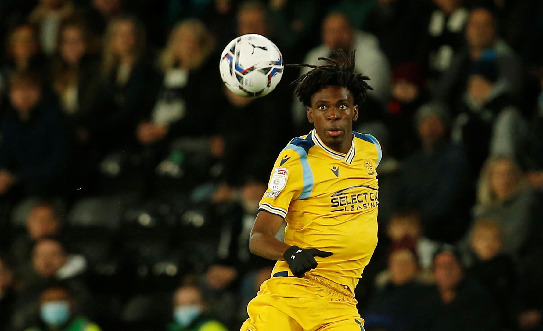 Soccer Football - Championship - Derby County v Reading - Pride Park, Derby, Britain - September 29, 2021  Reading's Ovie Ejaria in action   Action Images/Craig Brough    EDITORIAL USE ONLY. No use with unauthorized audio, video, data, fixture lists, club/league logos or 