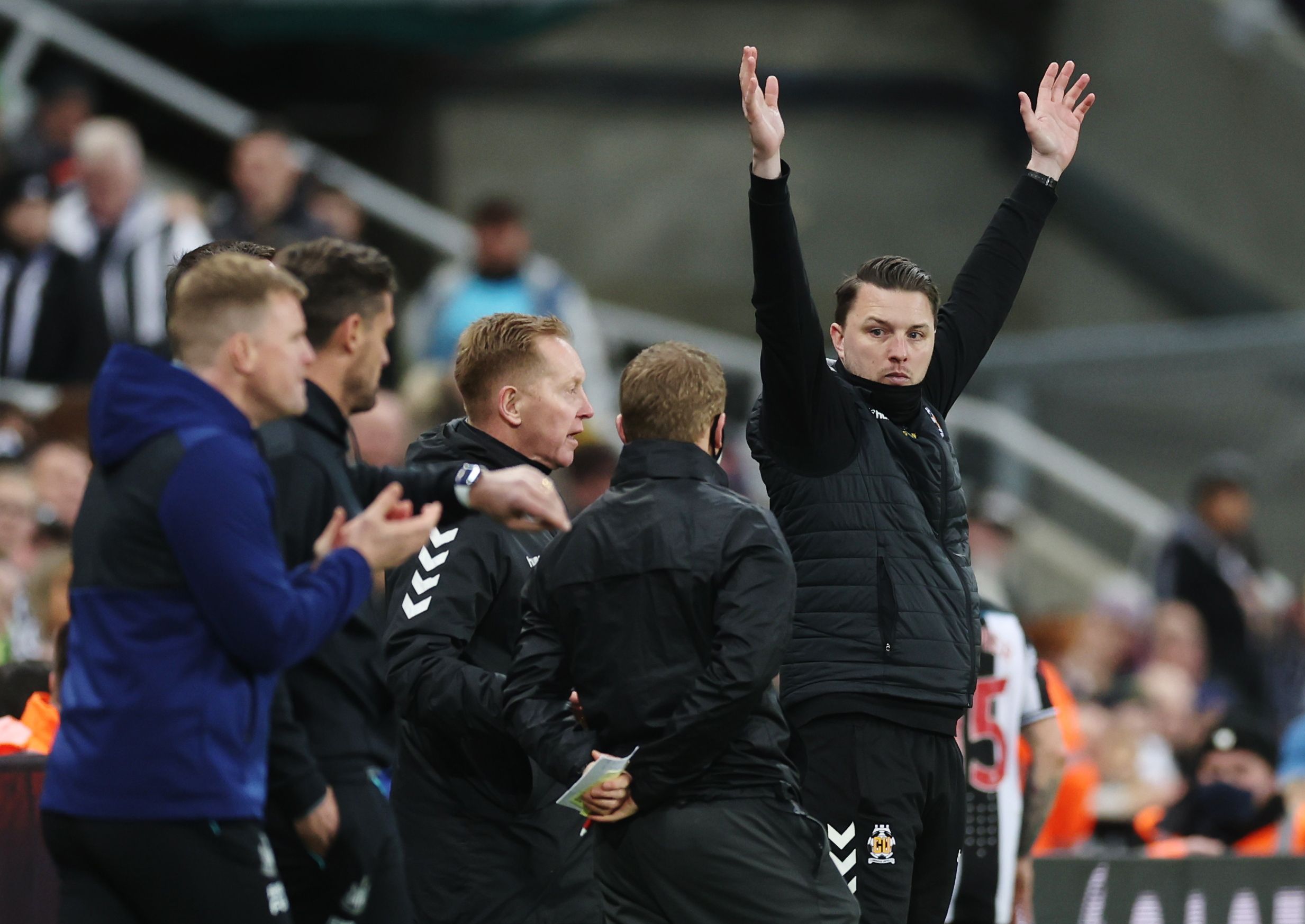 Soccer Football - FA Cup Third Round - Newcastle United v Cambridge United - St James' Park, Newcastle, Britain - January 8, 2022  Cambridge United coach Mark Bonner reacts Action Images via Reuters/Lee Smith