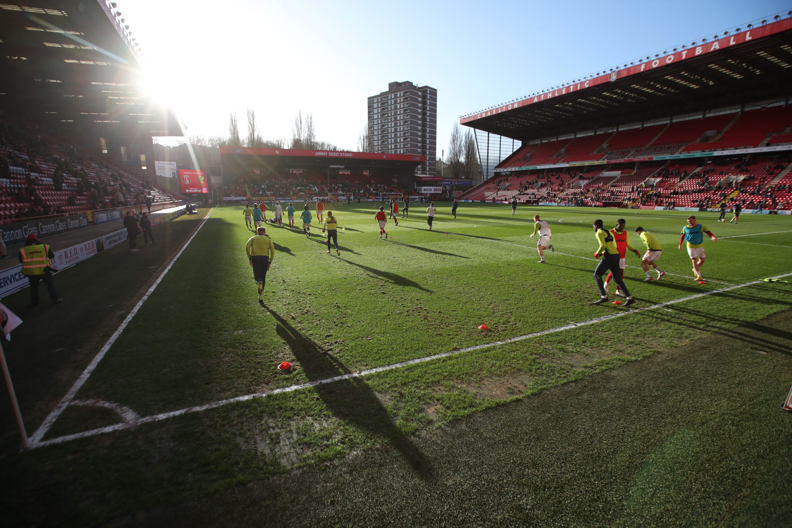 Soccer Football - FA Cup Third Round - Charlton Athletic v Norwich City - The Valley, London, Britain - January 9, 2022 General view during the warm up before the match Action Images via Reuters/Peter Cziborra