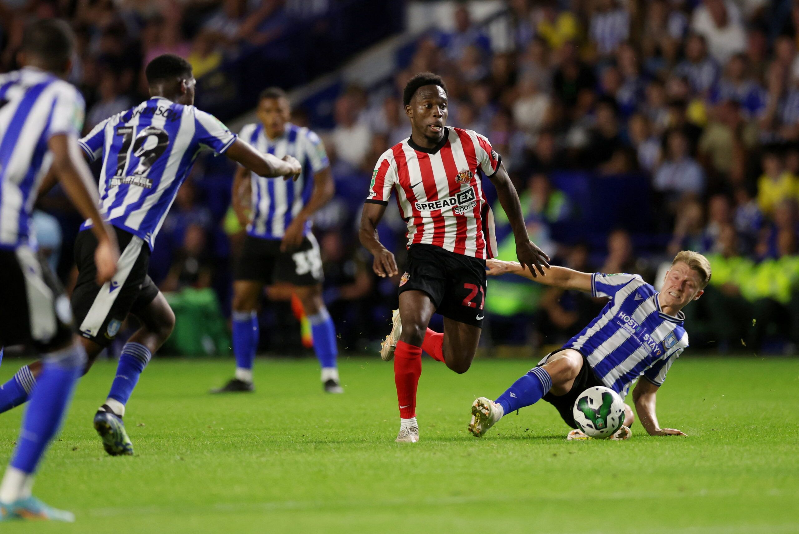 Soccer Football - Carabao Cup - Sheffield Wednesday v Sunderland - Hillsborough Stadium, Sheffield, Britain - August 10, 2022 Sunderland’s Jay Matete in action  Action Images/Lee Smith  EDITORIAL USE ONLY. No use with unauthorized audio, video, data, fixture lists, club/league logos or 