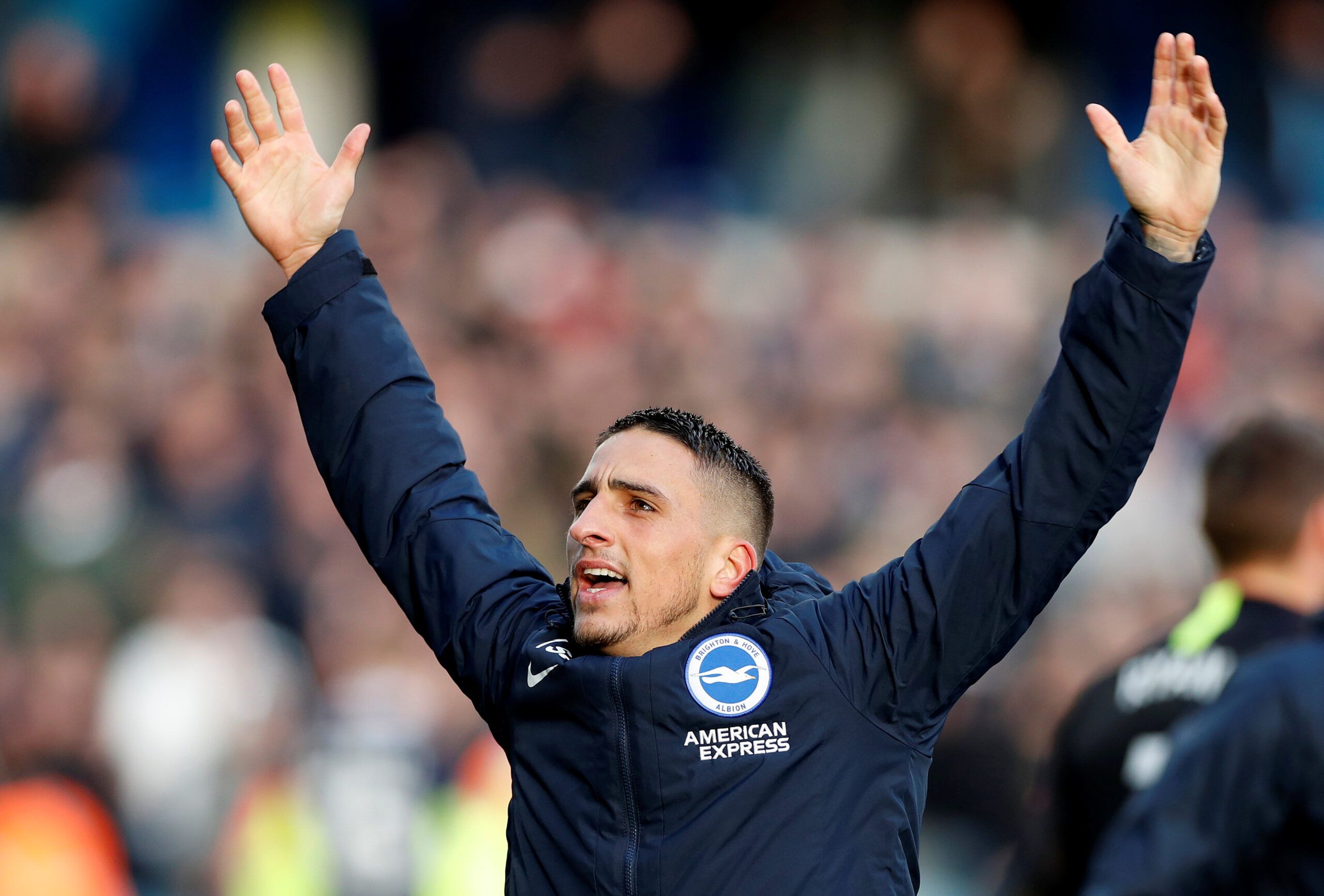 Soccer Football -  FA Cup Quarter Final - Millwall v Brighton &amp; Hove Albion  - The Den, London, Britain - March 17, 2019  Brighton's Anthony Knockaert celebrates after the match     Action Images via Reuters/Paul Childs