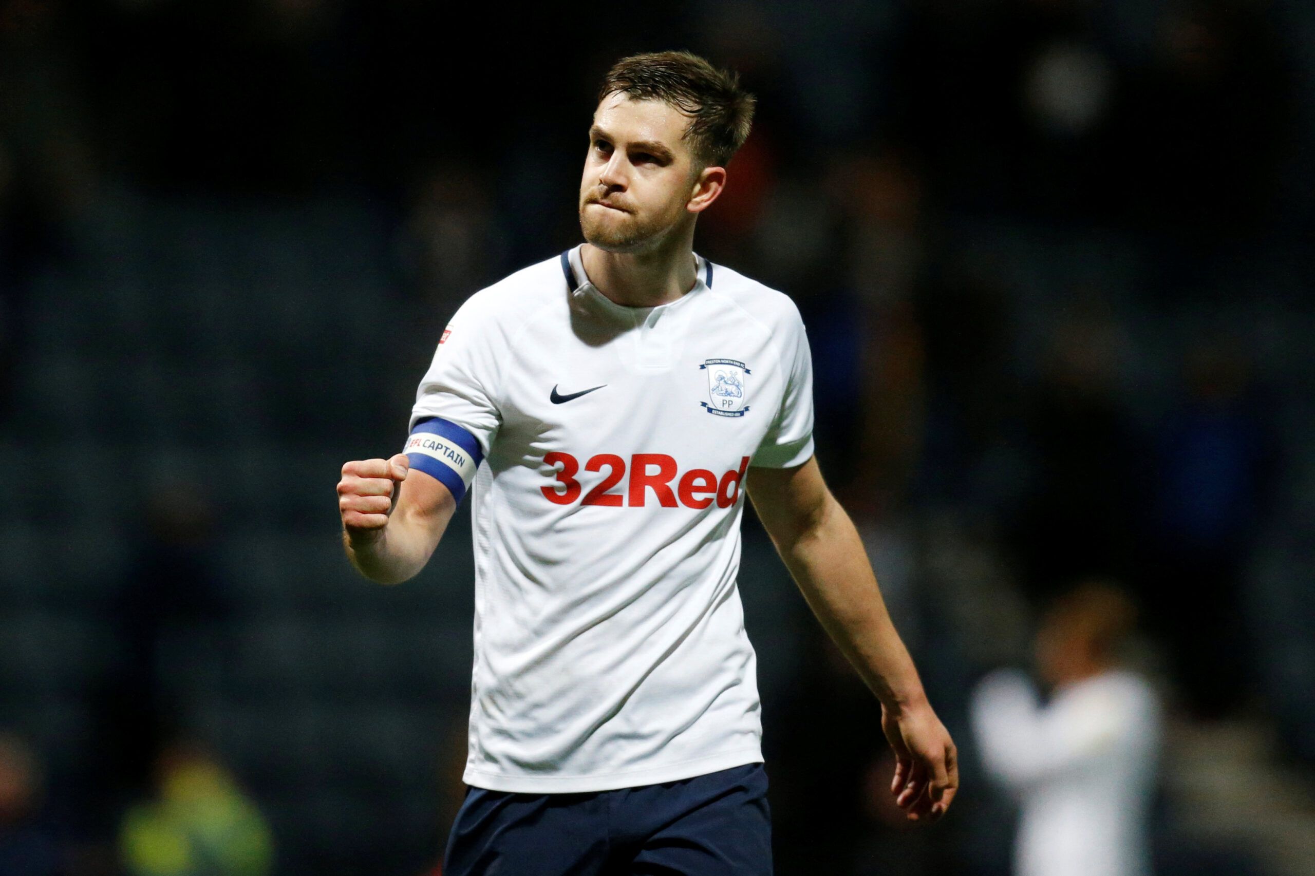 Soccer Football - Championship - Preston North End v Brentford - Deepdale, Preston, Britain - October 24, 2018  Preston North End's Paul Huntington celebrates after the game   Action Images/Ed Sykes  EDITORIAL USE ONLY. No use with unauthorized audio, video, data, fixture lists, club/league logos or 