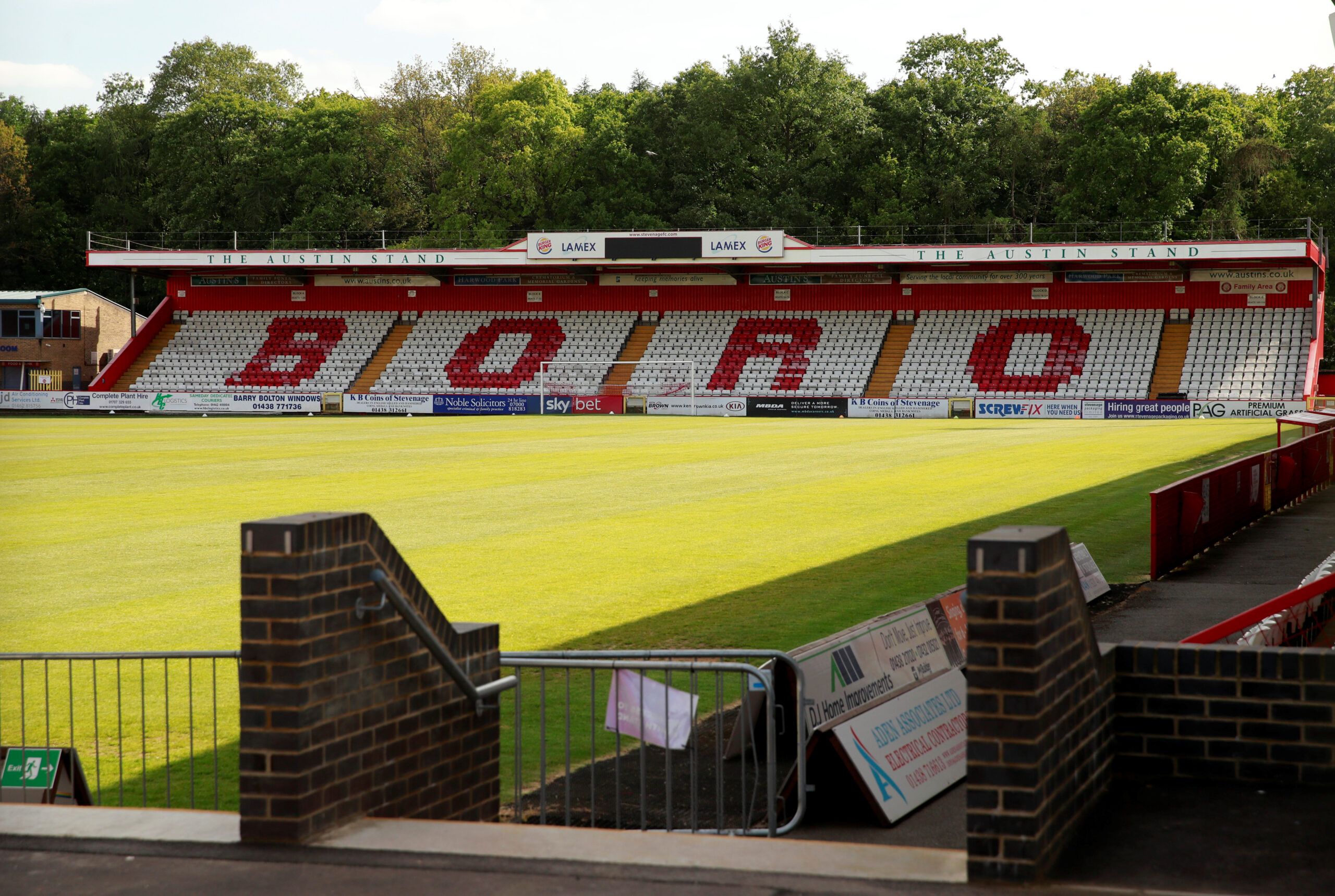General view at The Lamex Stadium home of Stevenage FC, following the outbreak of the coronavirus disease (COVID-19), Stevenage, Britain, May 15, 2020. REUTERS/Andrew Couldridge