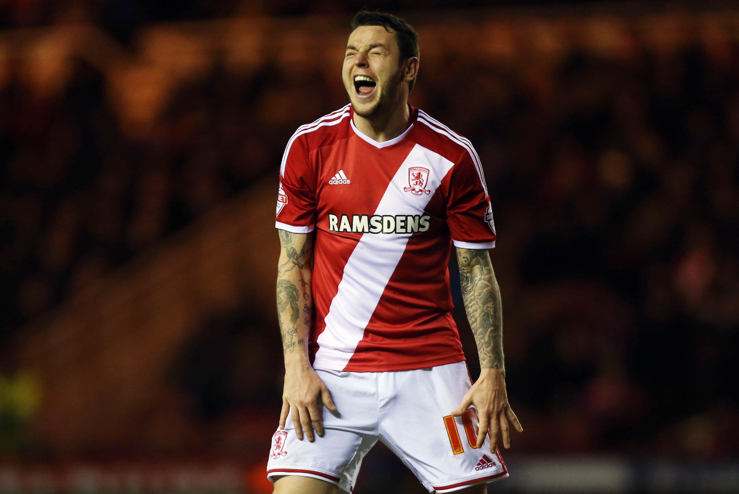 Football - Middlesbrough v Millwall - Sky Bet Football League Championship - The Riverside Stadium - 3/3/15 
Middlesbrough's Lee Tomlin reacts after a missed chance 
Mandatory Credit: Action Images / Lee Smith 
Livepic 
EDITORIAL USE ONLY. No use with unauthorized audio, video, data, fixture lists, club/league logos or 