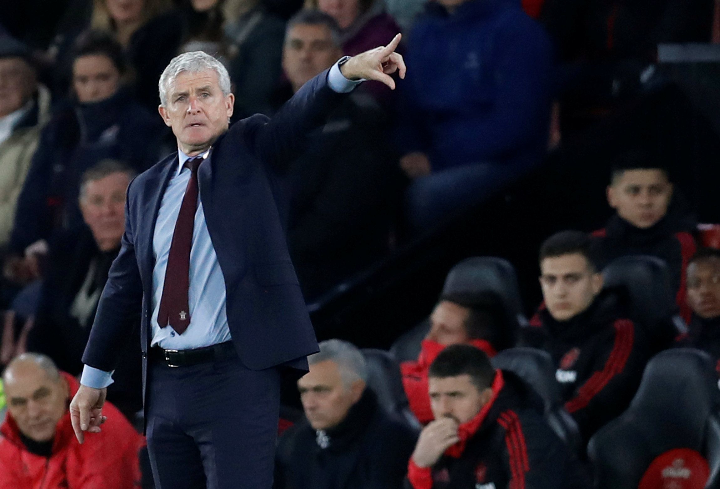 Soccer Football - Premier League - Southampton v Manchester United - St Mary's Stadium, Southampton, Britain - December 1, 2018   Southampton manager Mark Hughes gestures   Action Images via Reuters/Matthew Childs    EDITORIAL USE ONLY. No use with unauthorized audio, video, data, fixture lists, club/league logos or 