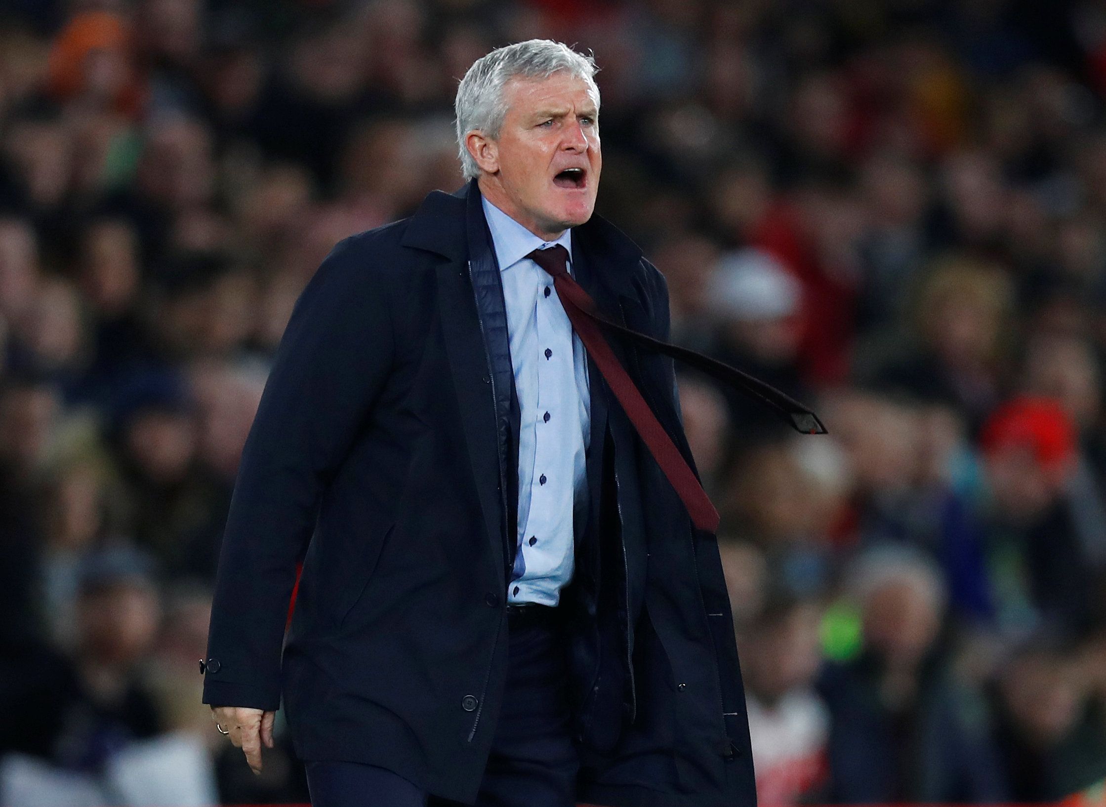 Soccer Football - Premier League - Southampton v Manchester United - St Mary's Stadium, Southampton, Britain - December 1, 2018   Southampton manager Mark Hughes reacts   REUTERS/Eddie Keogh    EDITORIAL USE ONLY. No use with unauthorized audio, video, data, fixture lists, club/league logos or 