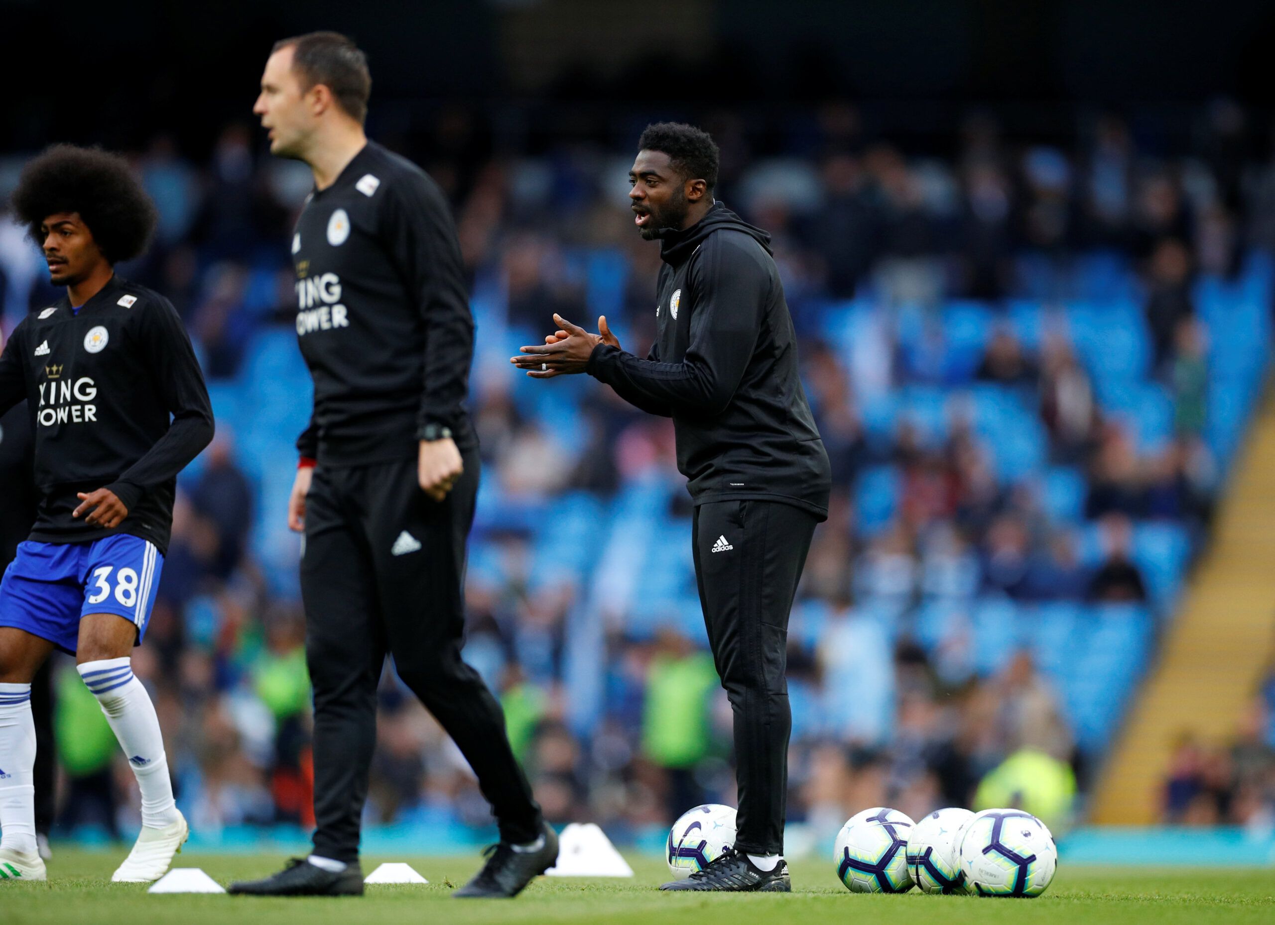 Soccer Football - Premier League - Manchester City v Leicester City - Etihad Stadium, Manchester, Britain - May 6, 2019  Leicester City first team coach Kolo Toure during the warm up before the match   REUTERS/Phil Noble  EDITORIAL USE ONLY. No use with unauthorized audio, video, data, fixture lists, club/league logos or 