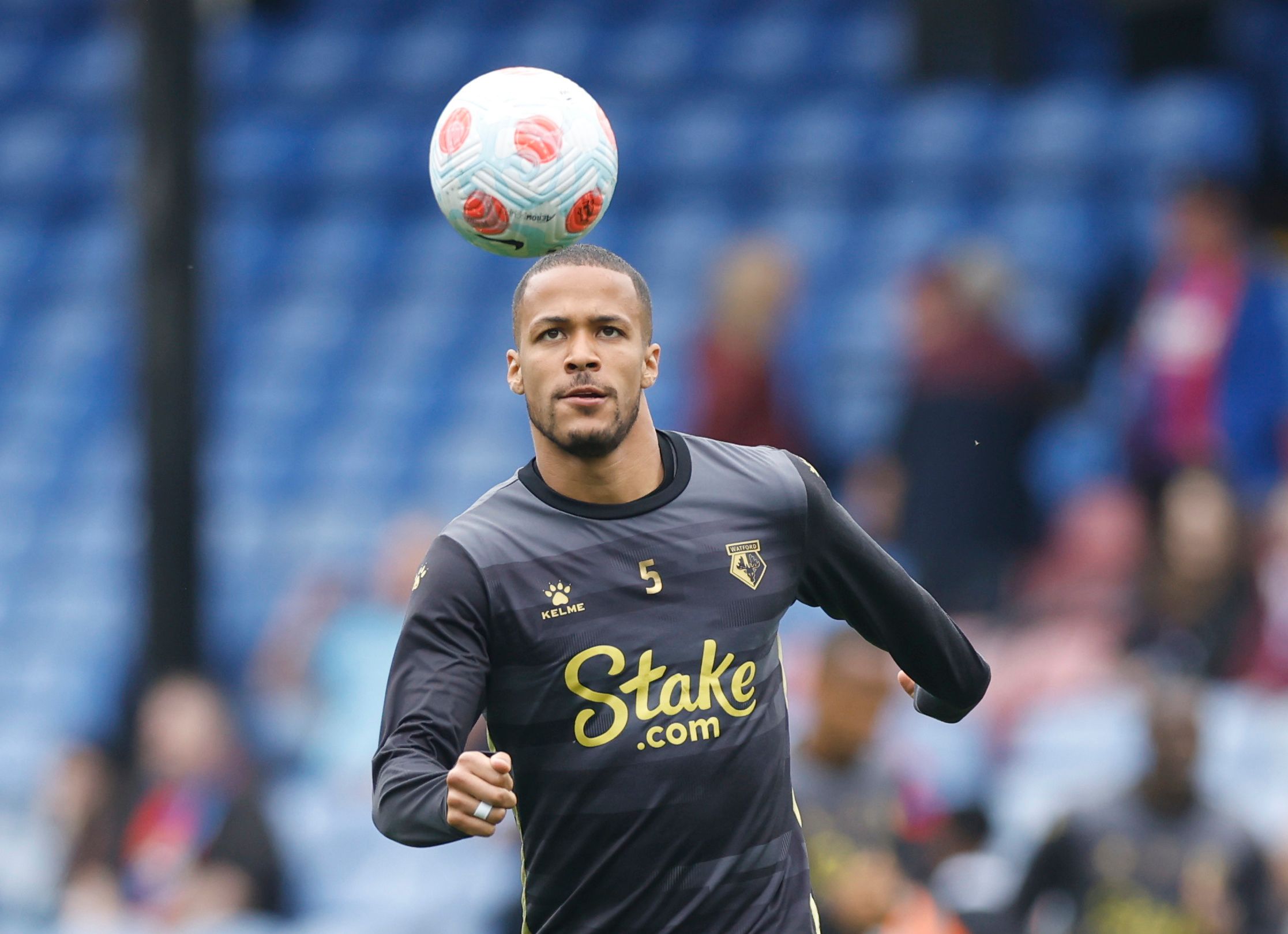 Soccer Football - Premier League - Crystal Palace v Watford - Selhurst Park, London, Britain - May 7, 2022 Watford's William Troost-Ekong during the warm up before the match Action Images via Reuters/Peter Cziborra EDITORIAL USE ONLY. No use with unauthorized audio, video, data, fixture lists, club/league logos or 'live' services. Online in-match use limited to 75 images, no video emulation. No use in betting, games or single club /league/player publications.  Please contact your account represe